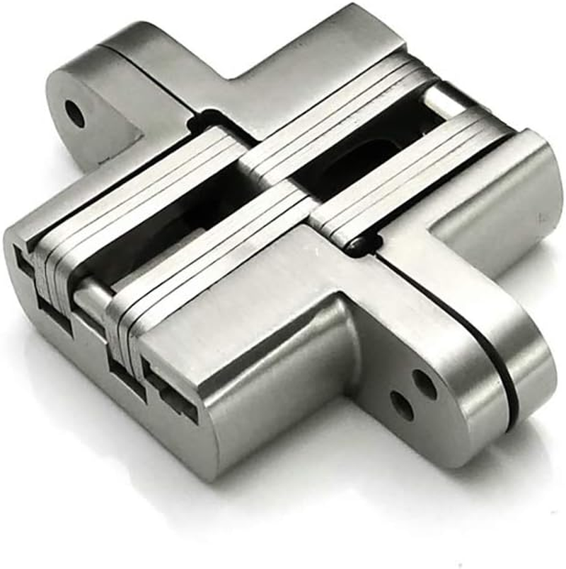 Pair of 3-3/4'' Hidden Gate Hinge Stainless Steel Invisible Door Hinges Concealed Barrel Wooden Box Silver (2Pcs) image number 6