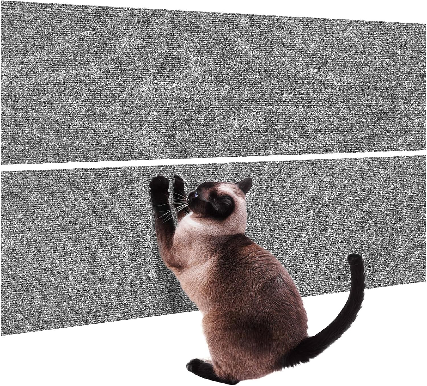 2 Pcs Cat Scratching Mats 30Cm&times;100Cm Self-Adhesive Carpet Scratch Furniture Protector, Grey Cat Wall Scratcher for Climbing and Resting image number 6