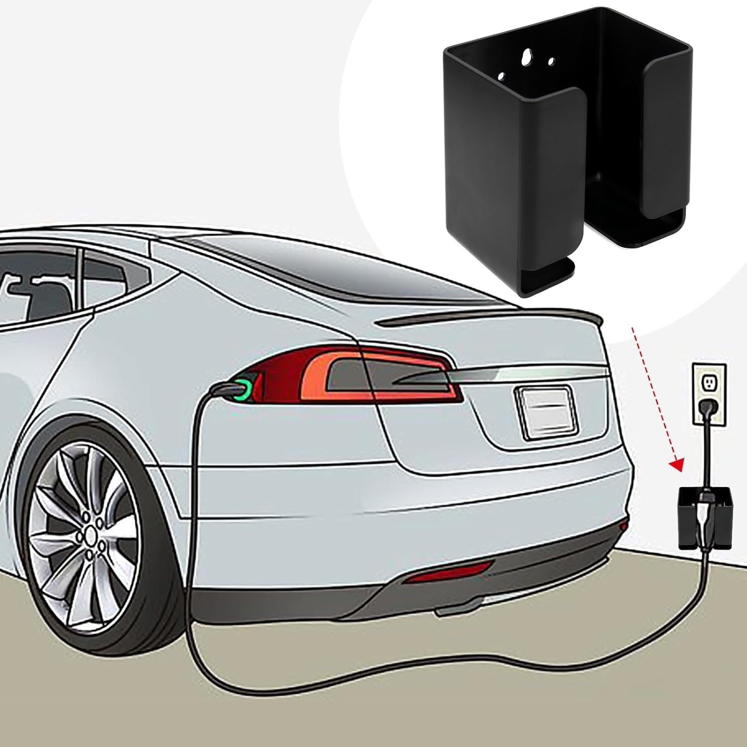 Vehicle Plug Holster Wall Mount Charger Holder Charging Holder Box Charging Supplies for Electric Vehicle Control Box Holder EV Charger Cable Box with Screws EV Charging Supplies for Electric Vehicle image number 3