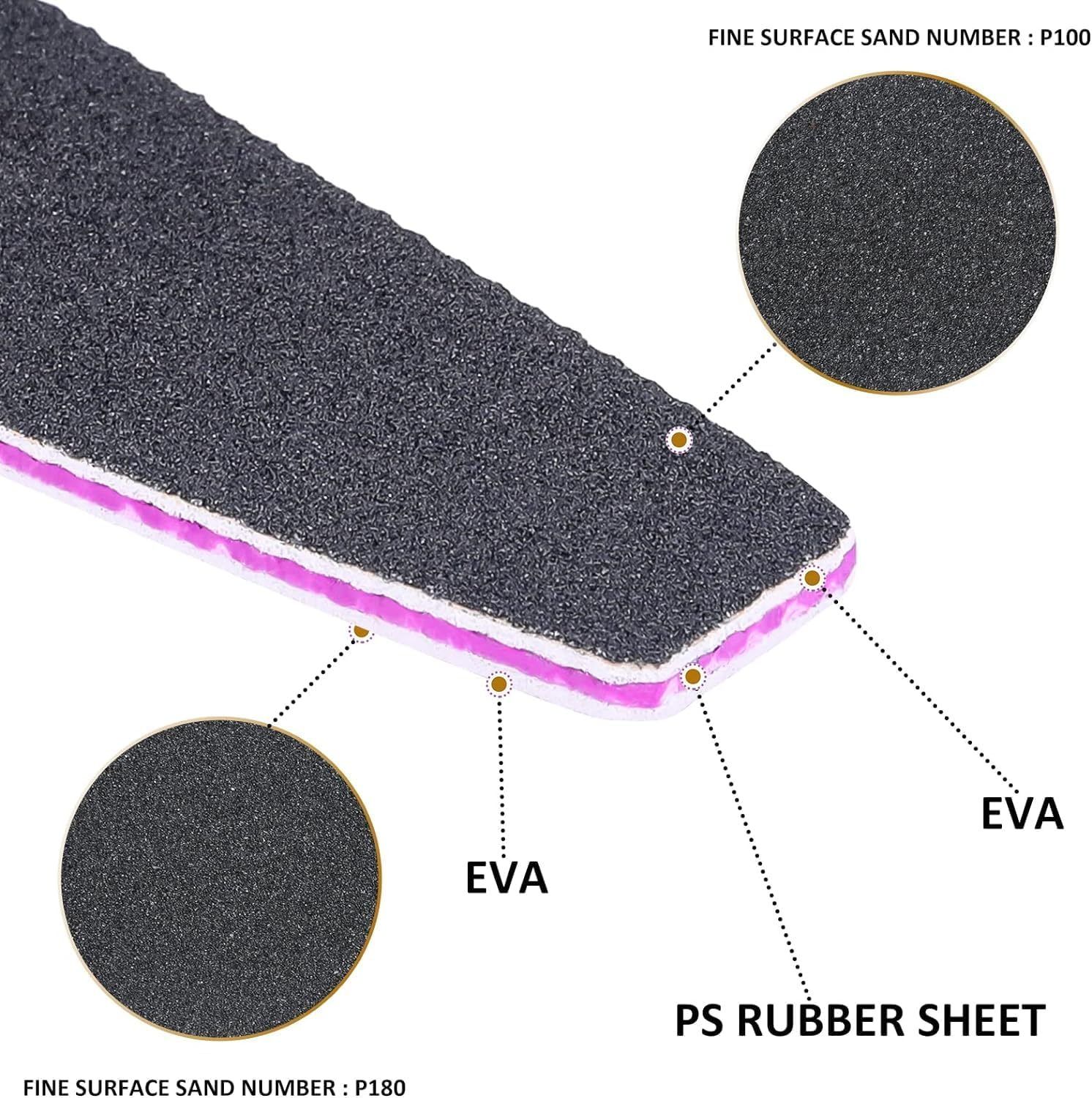 Nail Files, Professional Nail Files,12Pcs 100/180 Grit Double-Sided Emery Board Nail File Set, Washable Nail Files Tools for Manicure image number 6