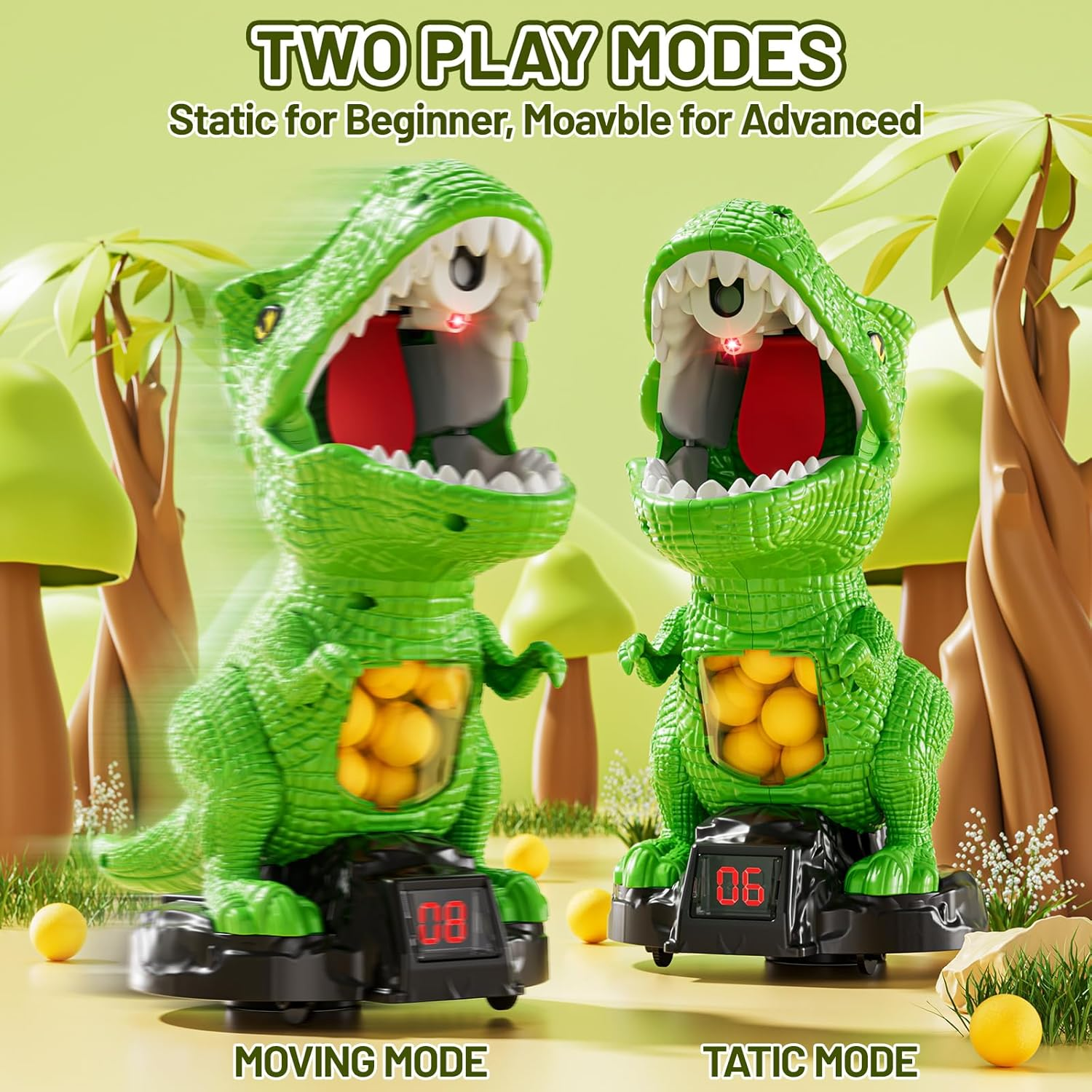 NIPLOOOW Moveable Dinosaur Shooting Toys for Kids 3-8 Years, Movable Shooting Target Toy with Air Pump Guns, Interactive Competition Game for Boys and Girls Ages 3 4 5 6 7 8 Years Old image number 5