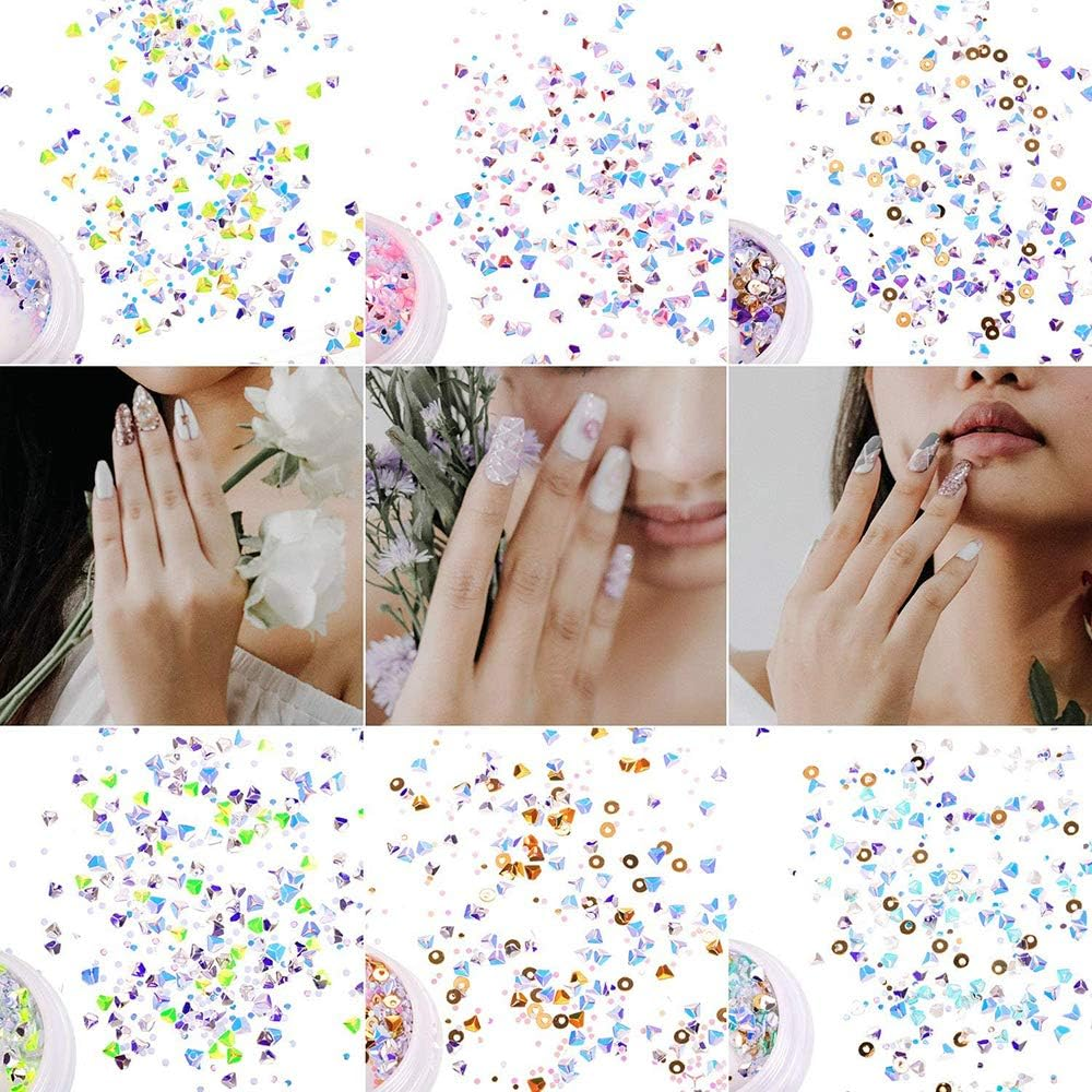 20 Boxes 3D Butterfly Nail Glitter Sequins Snowflake Diamond Star Shaped Sequins for DIY Nail Art Decoration image number 3
