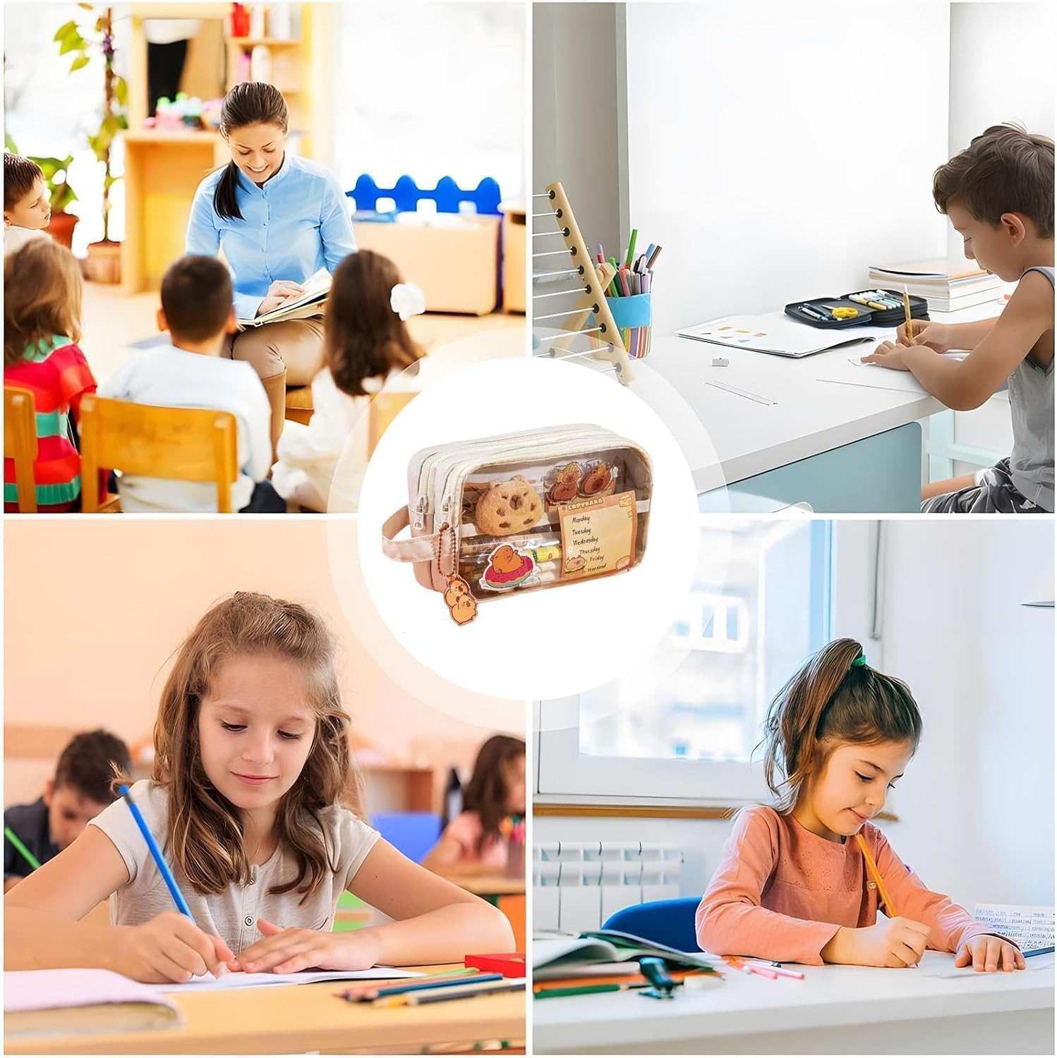 Capybara Pencil Case Cute Clear Pencil Case,1Pc Large Capacity Capybara Pencil Pouch image number 3