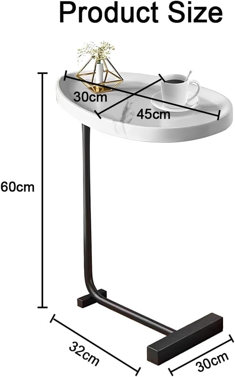 C Shaped End Table, C Table for Couch,Coffee End Table,Sofa Snack Side Side Tables,With Metal Frame, Industrial, for Living Room,Bedroom (Style D) - Style D image number 6