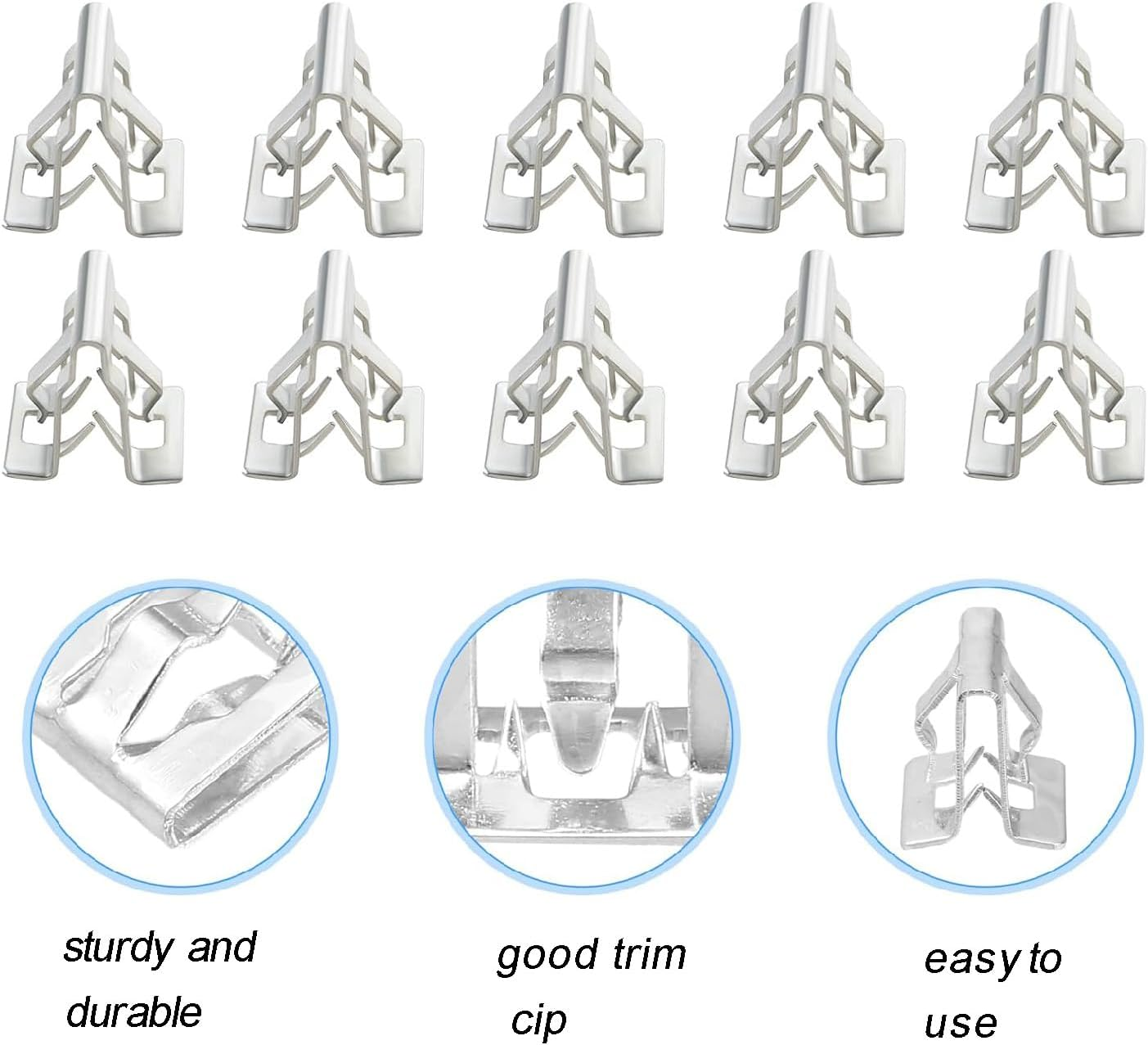 Wzenclave 30Pcs Metal Retainer Clip for Car Console Central Control Panel Clip, Car Multimedia Fixed Clip Car Interior Metal Clip Universal U-Shaped Automotive Fastener Accessocies for Cars(Silver) image number 2