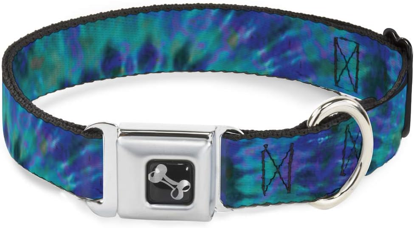 Buckle-Down Seatbelt Buckle Dog Collar - Tie Dye Green/Blue/Purple - 1" Wide - Fits 15-26" Neck - Large image number 6