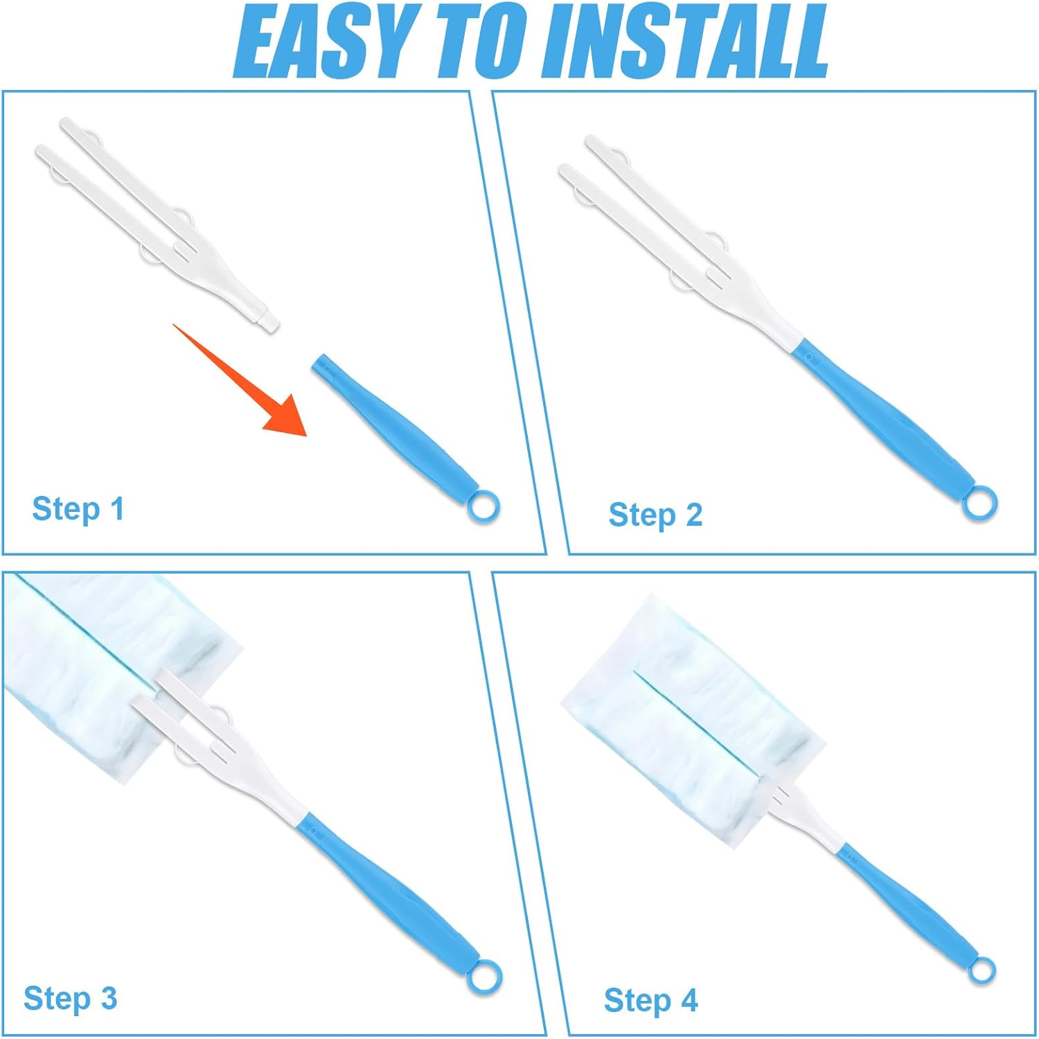 3Pcs Duster Handle, Plastic Replacement Detachable Dust Handle Mop Extended Handle Compatible with Duster Mop Extension Handles (Blue,White) image number 1