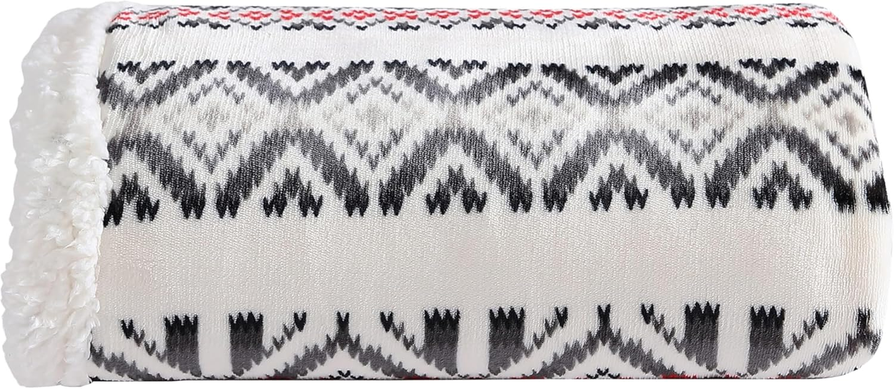 Eddie Bauer Ultra-Plush Collection Throw Blanket-Reversible Sherpa Fleece Cover, Soft & Cozy, Perfect for Bed or Couch, Mountain Village Red