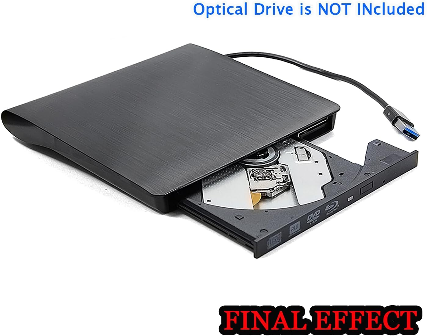 Ultra Thin USB 3.0 External DVD CD Blu-Ray Player/Burner Housing Case Enclosure Kit, for Laptops Notebook PC Computer Internal 9.5 9.0 Mm Slim SATA Optical Drive Portable ODD Caddy Black image number 2