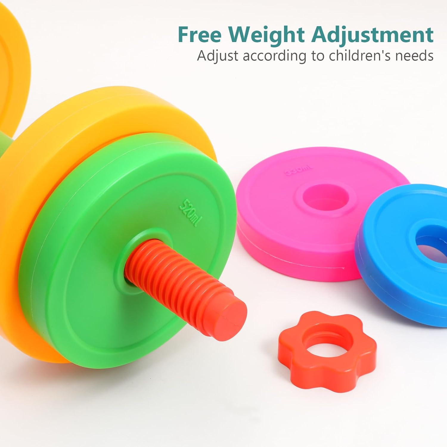 Kisangel Adjustable Plastic Dumbbell for Boy Girl Exercise Hand Weights for Boys and Girls Boy Girl Workout and Dance Dumbbells for Kindergarten and Home Fitness image number 2