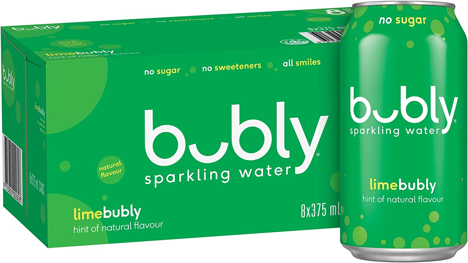 Bubly Lime Flavoured Sparkling Water Can 375 Ml (Pack of 8)