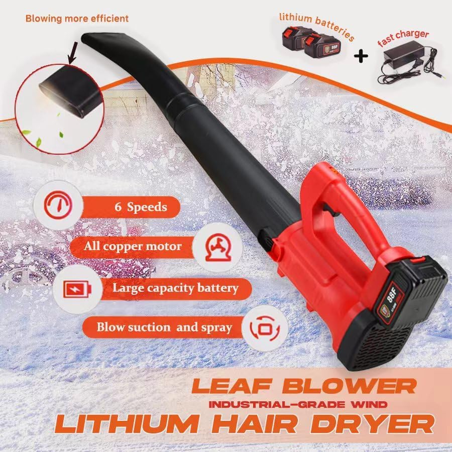 PORIYA 2800W 21V Cordless Leaf Blower, with 6-Speed Selection, Handheld Garden Cleaner Tool for Lawn Care, Outdoor Garden (Two Batteries) image number 6