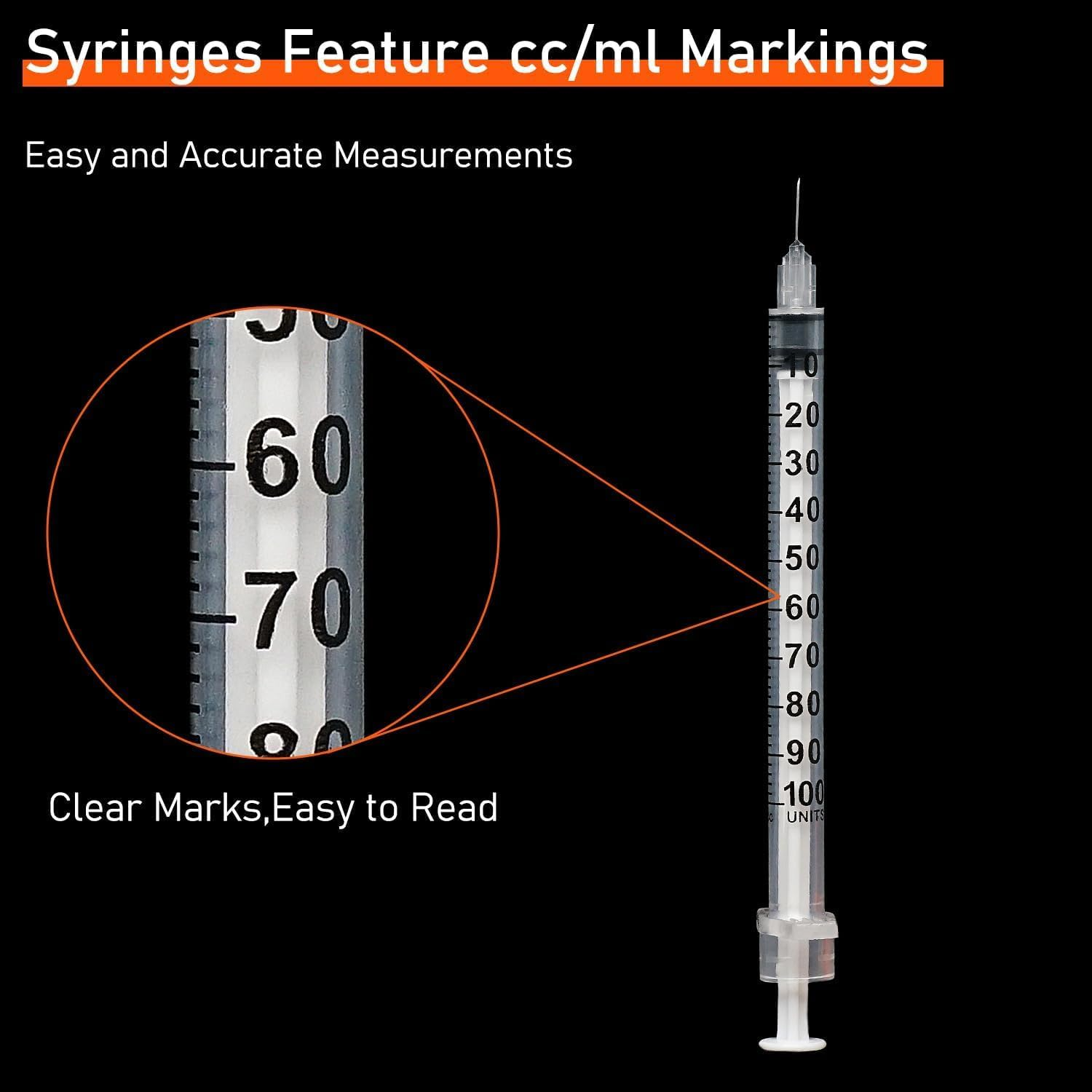 20 Pack 1Ml Syringes with 31Gx6Mm Plastic Multiple Uses Measuring Tools, Individually Wrapped image number 1