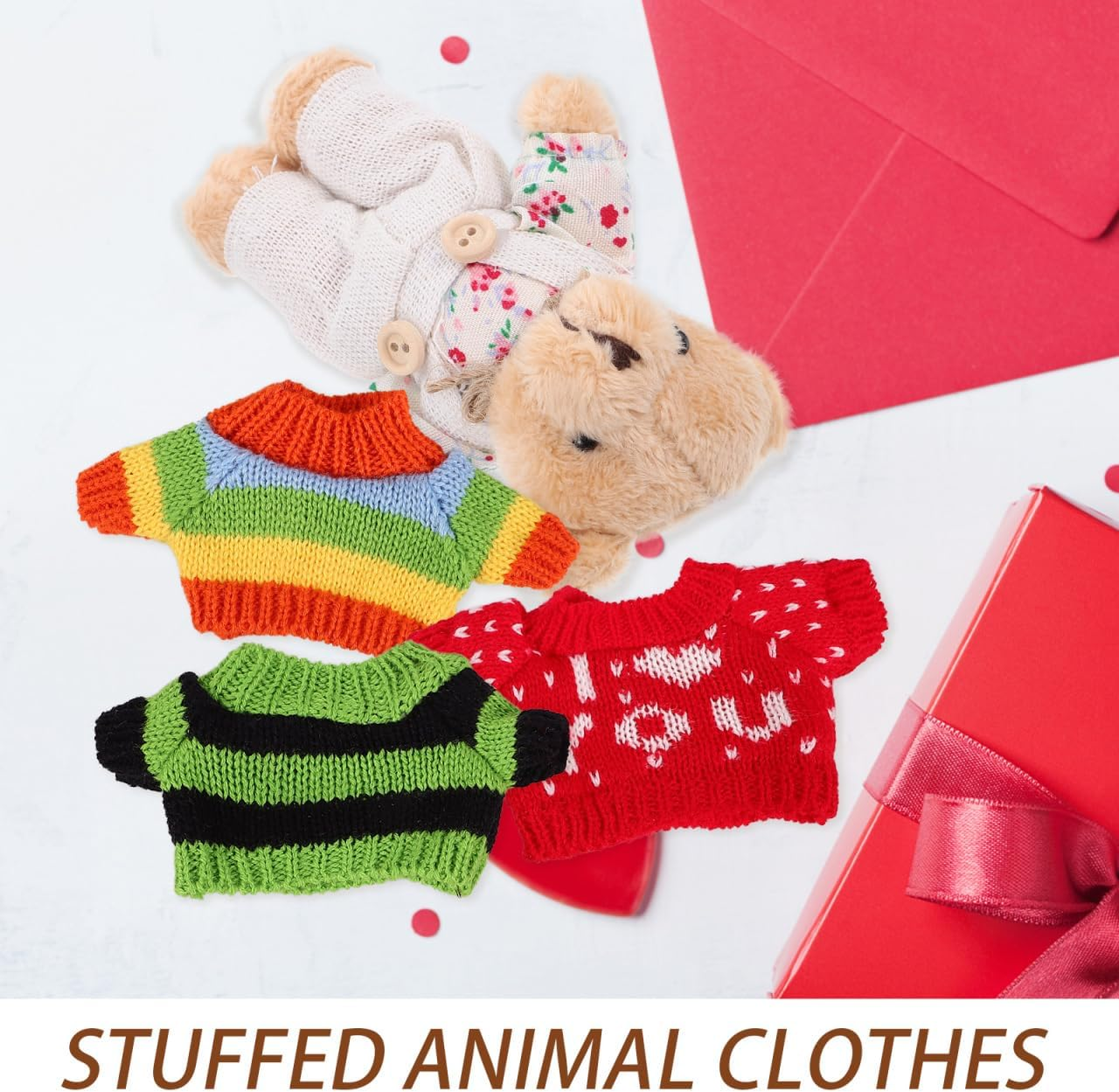 HEMOTON Figure Accessories 3Pcs Doll Sweater Set for Boys and Girls Stuffed Animal Clothes Bear Costumes Delicate Doll Decor Reusable