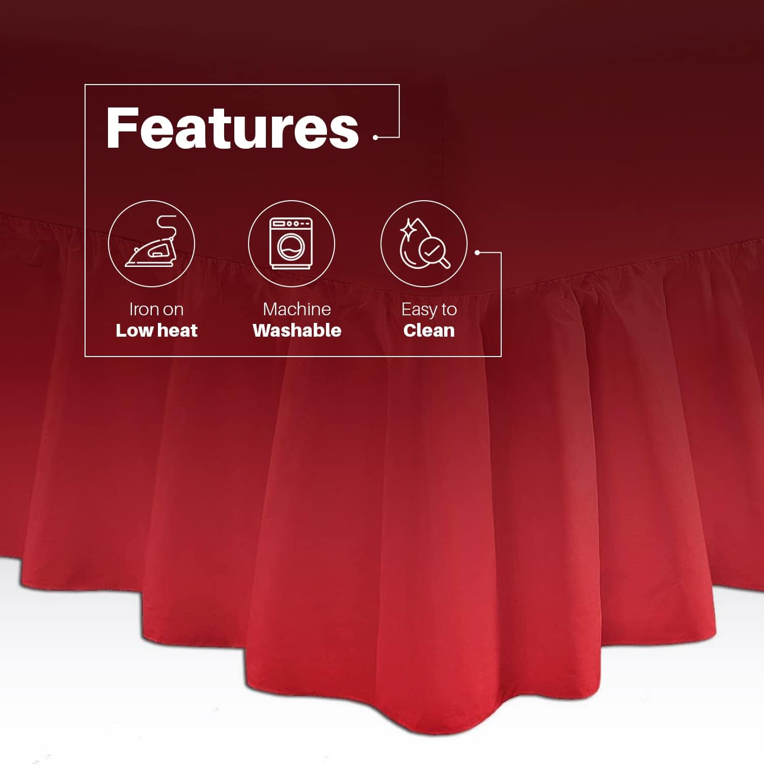 Divine Textiles Luxury Extra Deep Frilled Valance Fitted Sheets, King - Red image number 3