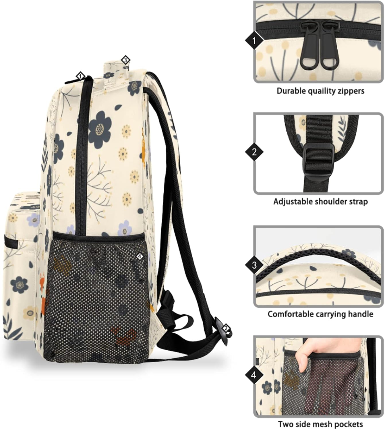 Tropicallife Cartoon Forest Animal Backpack Lightweight Waterproof Travel Rucksacklovely Bear Stylish Backpack for Man Women image number 1