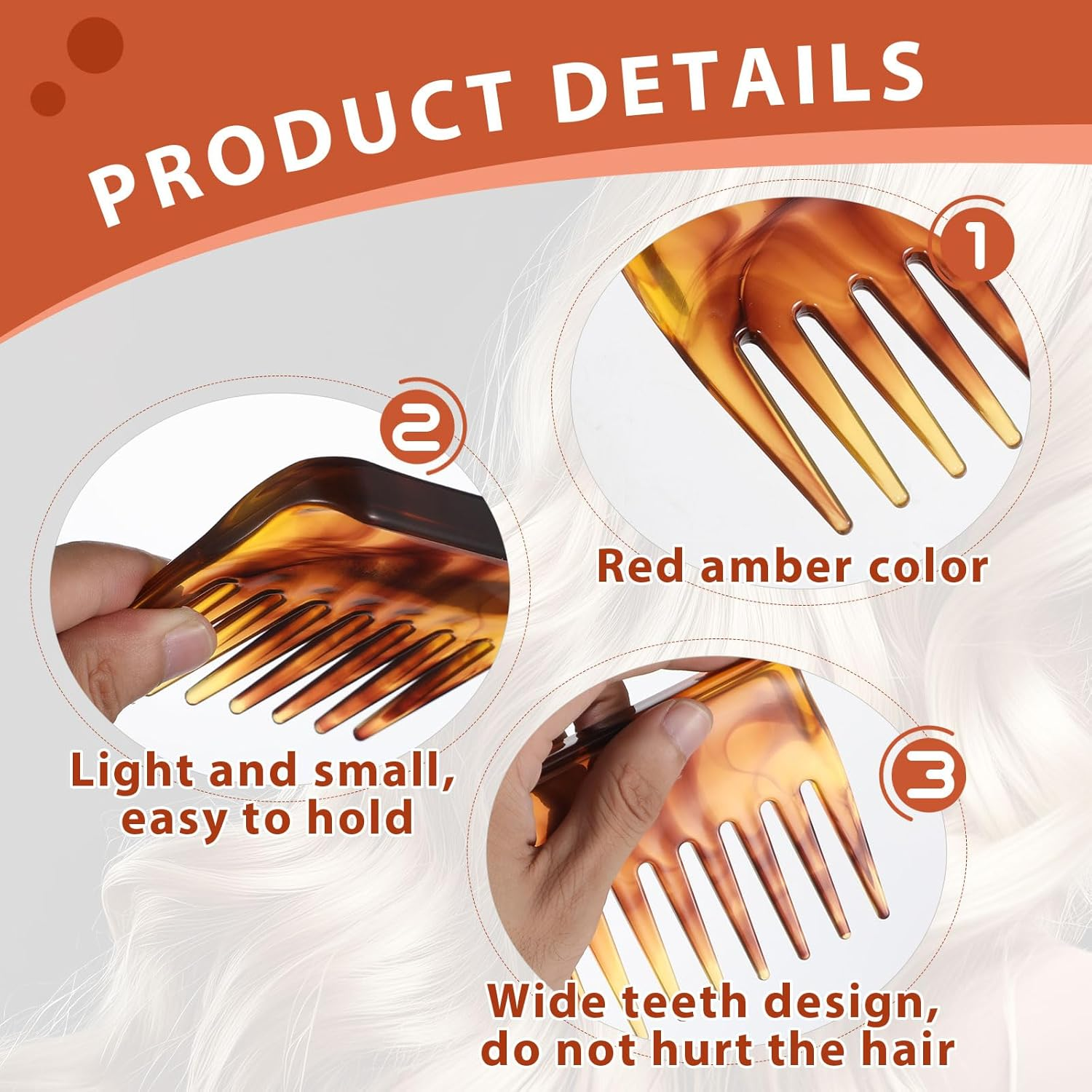 Curling Comb, Mini Portable Wide Teeth Comb, Handle-Less Curling Comb, Anti-Static Hair Comb, Suitable for Men and Women in Hairdressing Salon on Travel image number 1