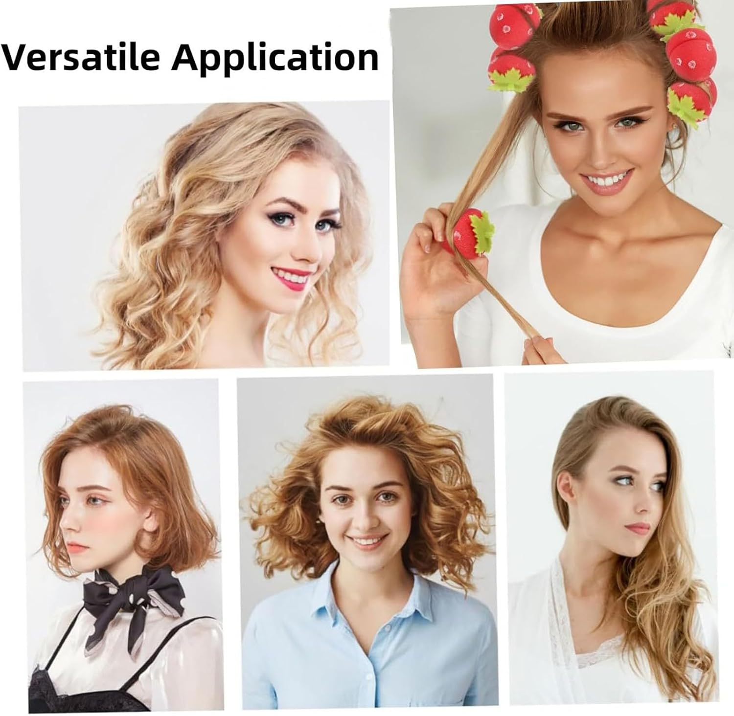 Strawberry Heatless Curlers, Strawberry Foam Rollers, Strawberry Overnight Curlers, Sponge Hair Curlers Strawberry, Strawberry Shape Magic Hair Curlers, Strawberry Heatless Hair Curlers (18Pcs,Mix) image number 2