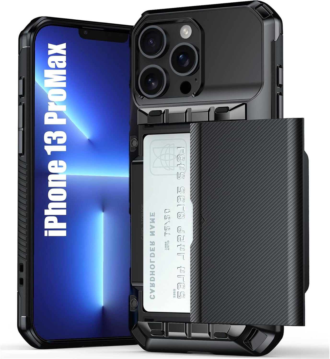 Lumobrilla Wallet for Iphone 14 Pro Max Case with Card Holder[Store 4 Cards][Military-Grade Protective] Anti-Slip Shockproof Cover Hidden Card Slot Heavy Duty Phone Case for Iphone 14 Pro Max,Black image number 3