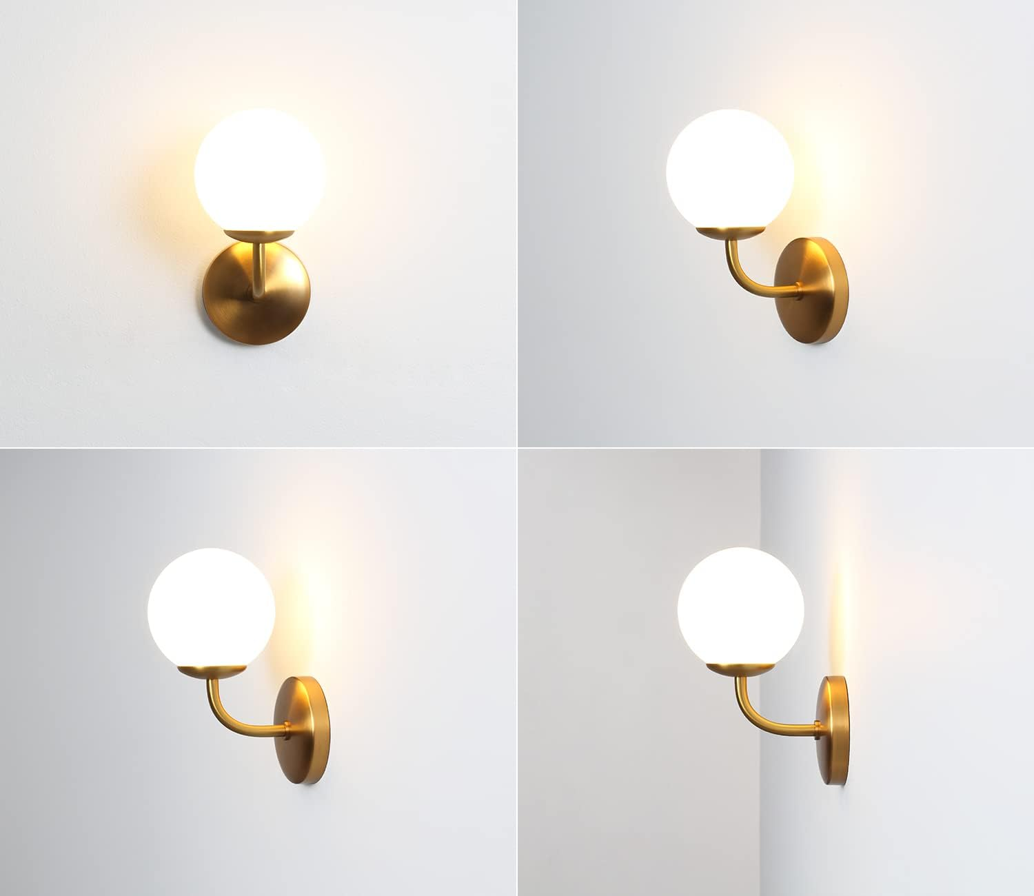 DAWALIGHT Globe Wall Light Bathroom Vanity Lights Mains Powered G9 5W 3000K Warm White LED Bathroom Wall Lamp Waterproof Wall Lighting Fixture for Living Room Bedroom Dining Room,Brass image number 3