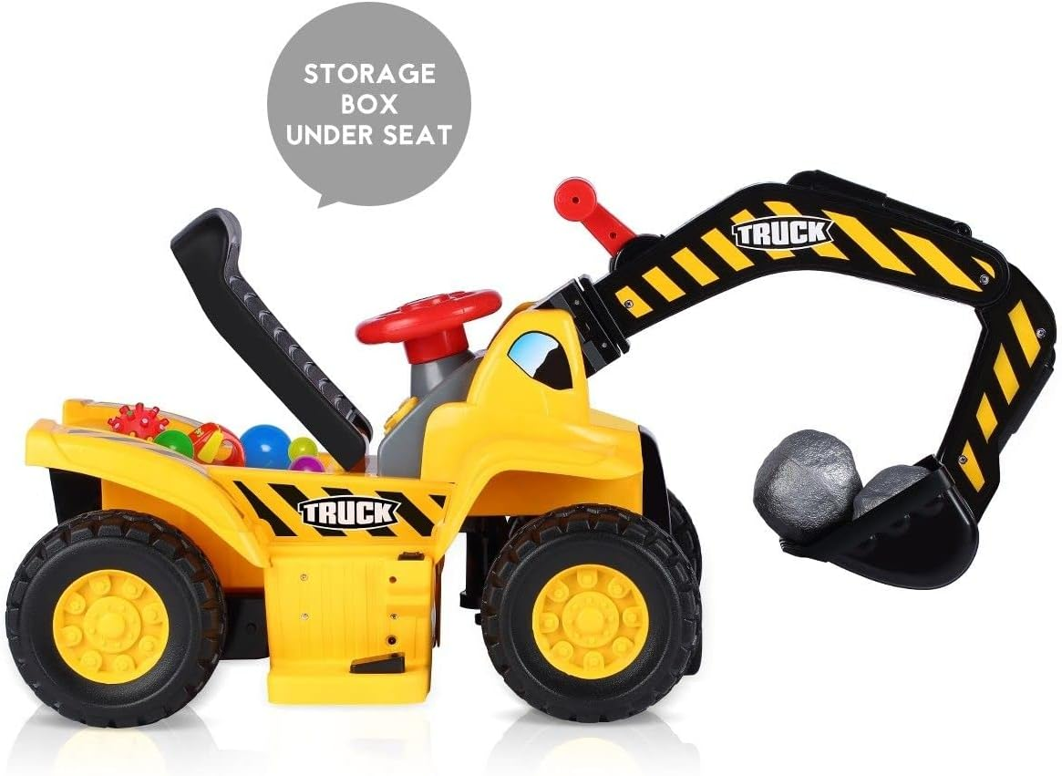 Kids Ride on Digger Electric Excavator Bulldozer Loader Car W/Toy Stones & Safety Helmet image number 2