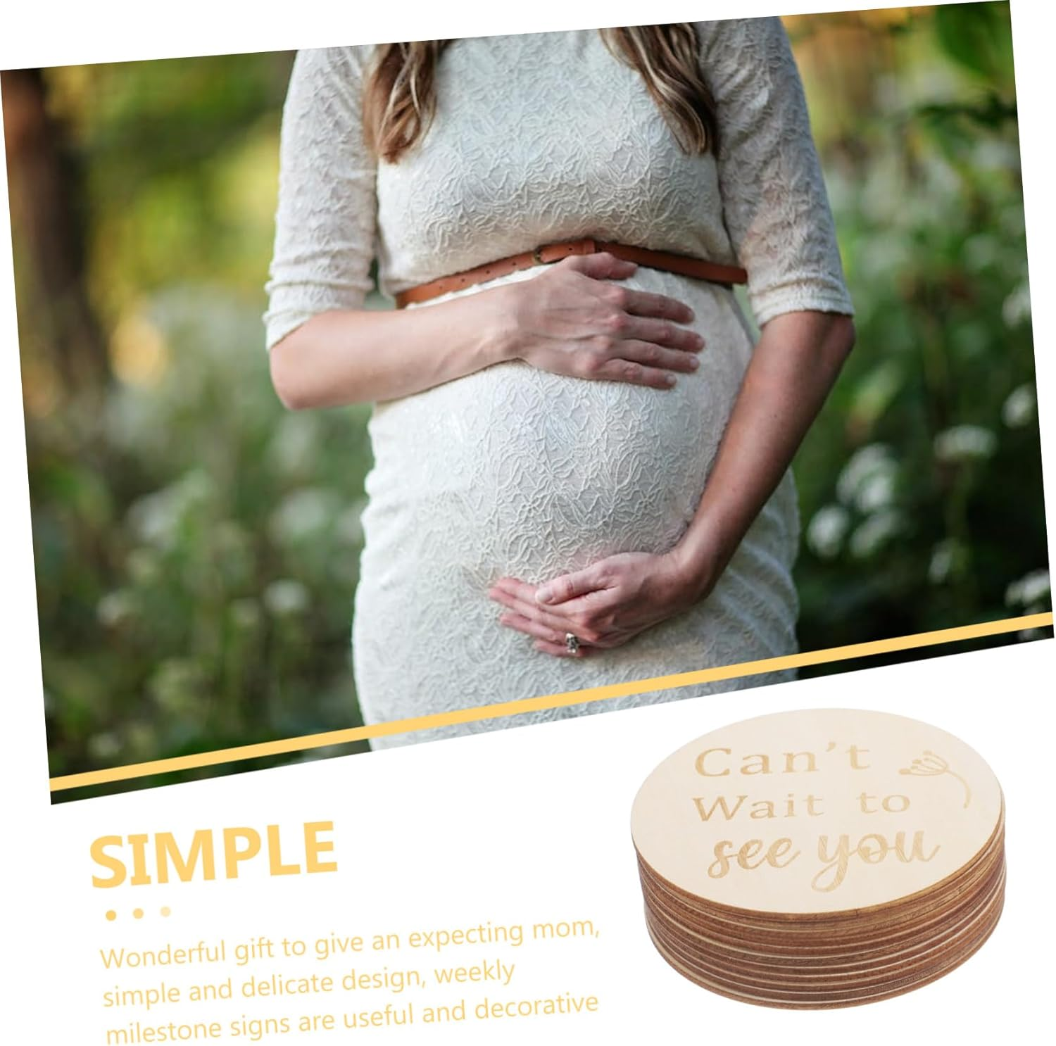 Vaguelly Newborn Weekly Milestone Discs 11Pc Double Sided Pregnancy Journey Sign Cards Dec image number 5