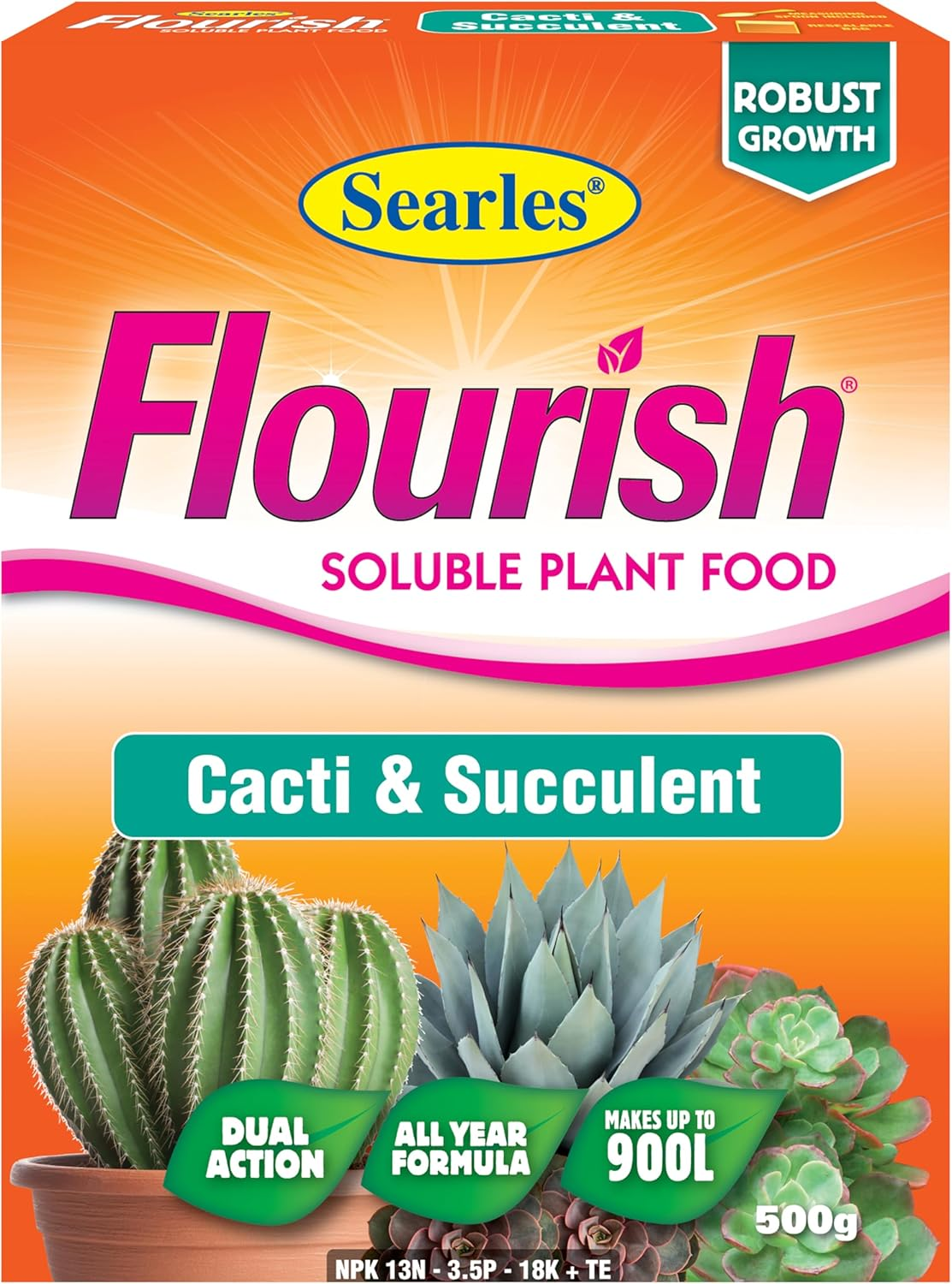 Searles Flourish Cacti and Succulent Soluble Plant Food Fertiliser, 500G image number 6