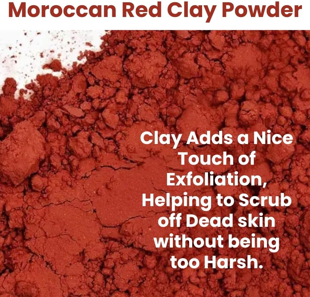 Moroccan Red Clay Mask Powder - Moroccan Lava Clay for Face Masks Powder, Body Wrap, Hair Mask, Soap Making, Spa Treatment - Facial & Body Clay for Men & Women image number 1