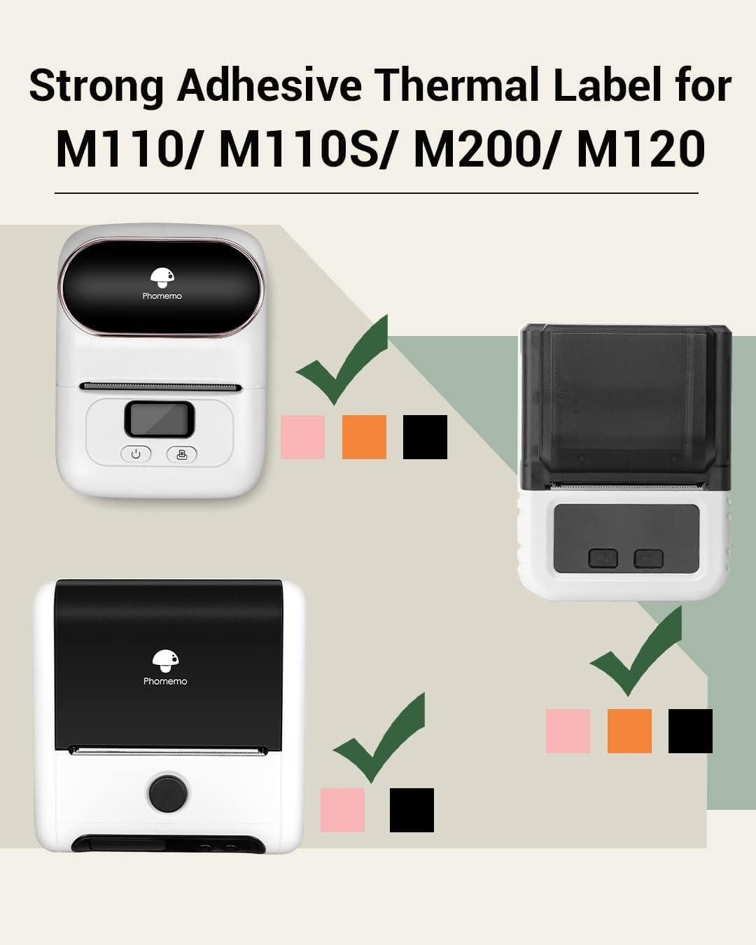 Phomemo M110 Multi-Purpose Square Self-Adhesive Label for Phomemo M110/M221/M150/M120/M220 Label Printer,1.57"X1.18"(40X30Mm),Black on White Labelfor Small Business, Home, Office, 230 Labels/Roll image number 6