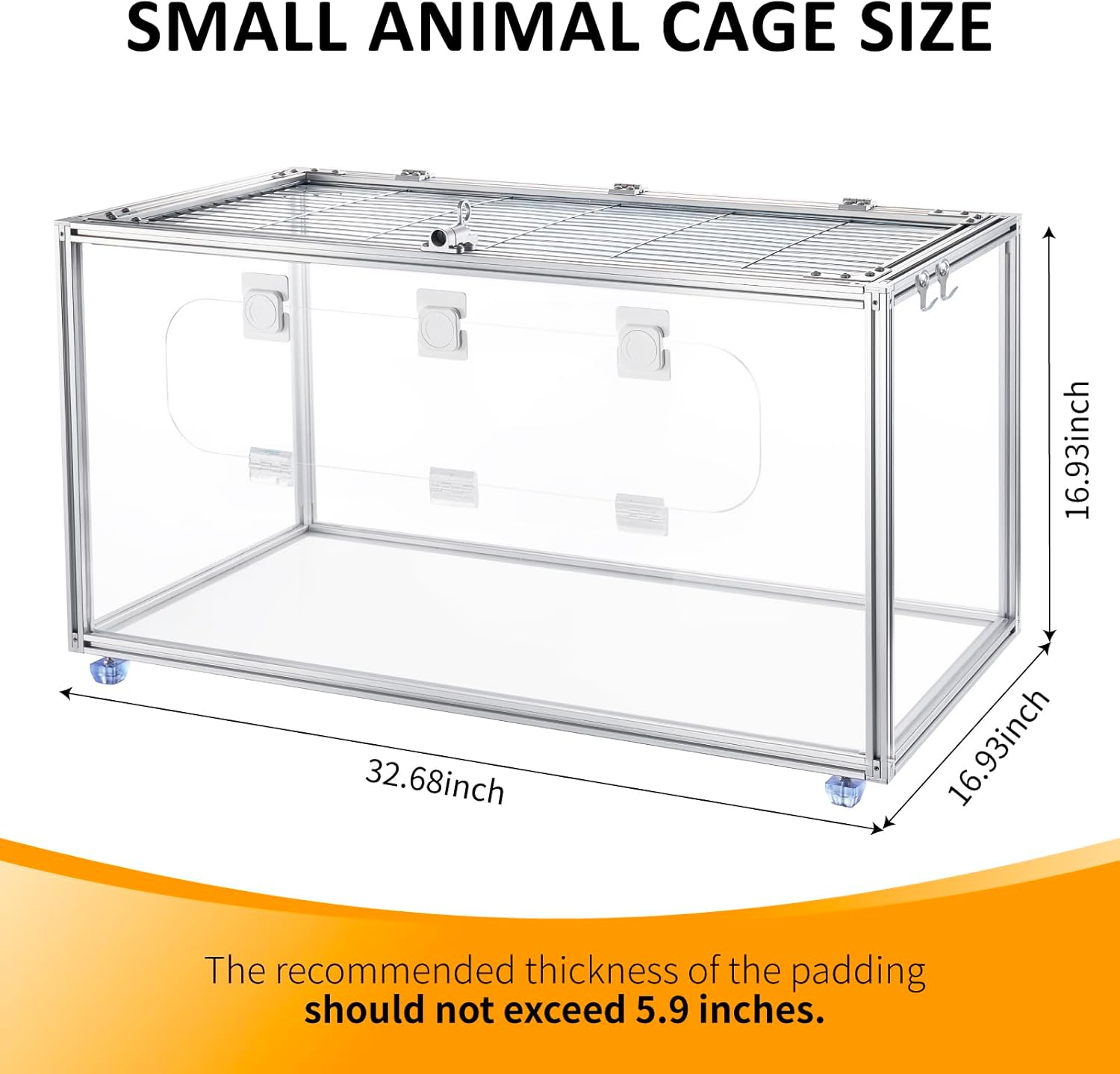 Chewproof T Slot 2020 Aluminum Profile Hamster Cage,360&deg; Transparent Ventilated Small Animal Cage,Standard Aluminum Profiles for Diy,Hamster Habitat for Guinea Pigs,Rats,Small Animals image number 5
