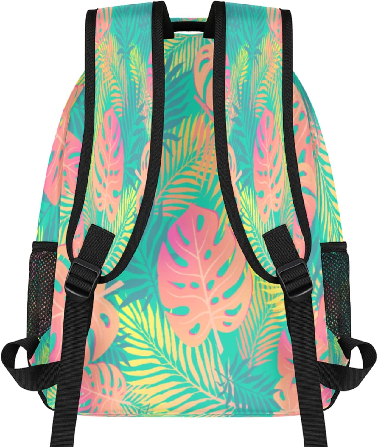 Colorful Palm Leaves Backpack Lightweight Waterproof Travel Rucksack Stylish Tropical Drawing Stylish Backpack for Man Women image number 4