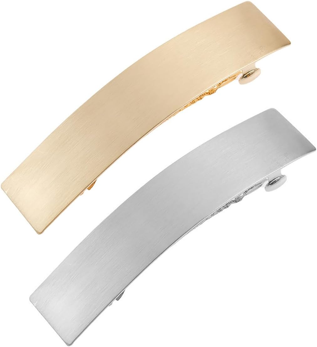 Gorise Pack of 2 Metal Hair Clips, Women'S French Clips, Minimalist Rectangular Barrette, Automatic Alloy Barrette, Decorative Hair Accessories for Women image number 6