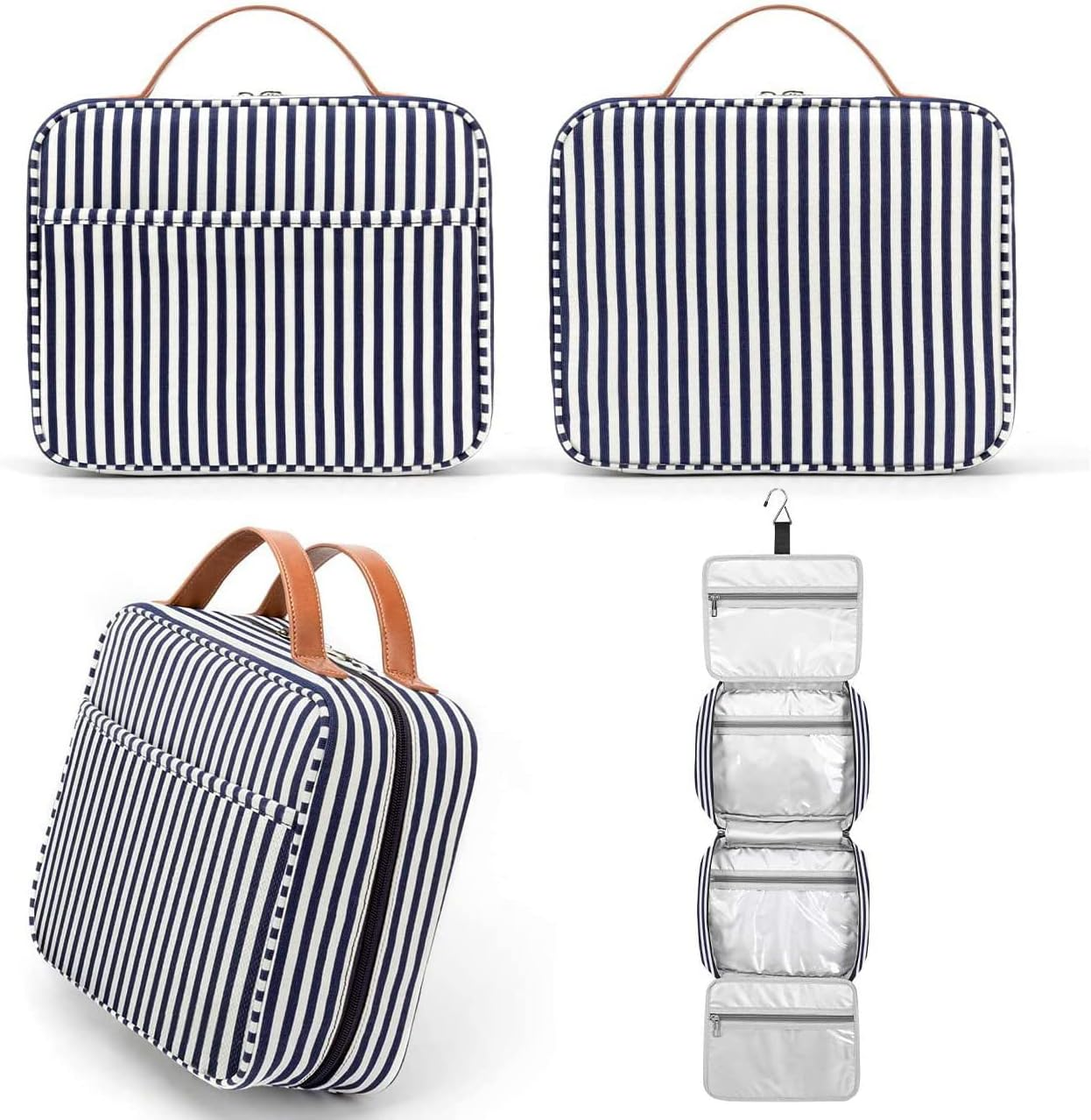 Hanging Travel Toiletry Bag, Large Capacity Cosmetic Waterproof Makeup Organiser for Women Wit 4 Compartments & 1 Sturdy Hook Travel Accessories Kit for Bathroom Shower image number 4