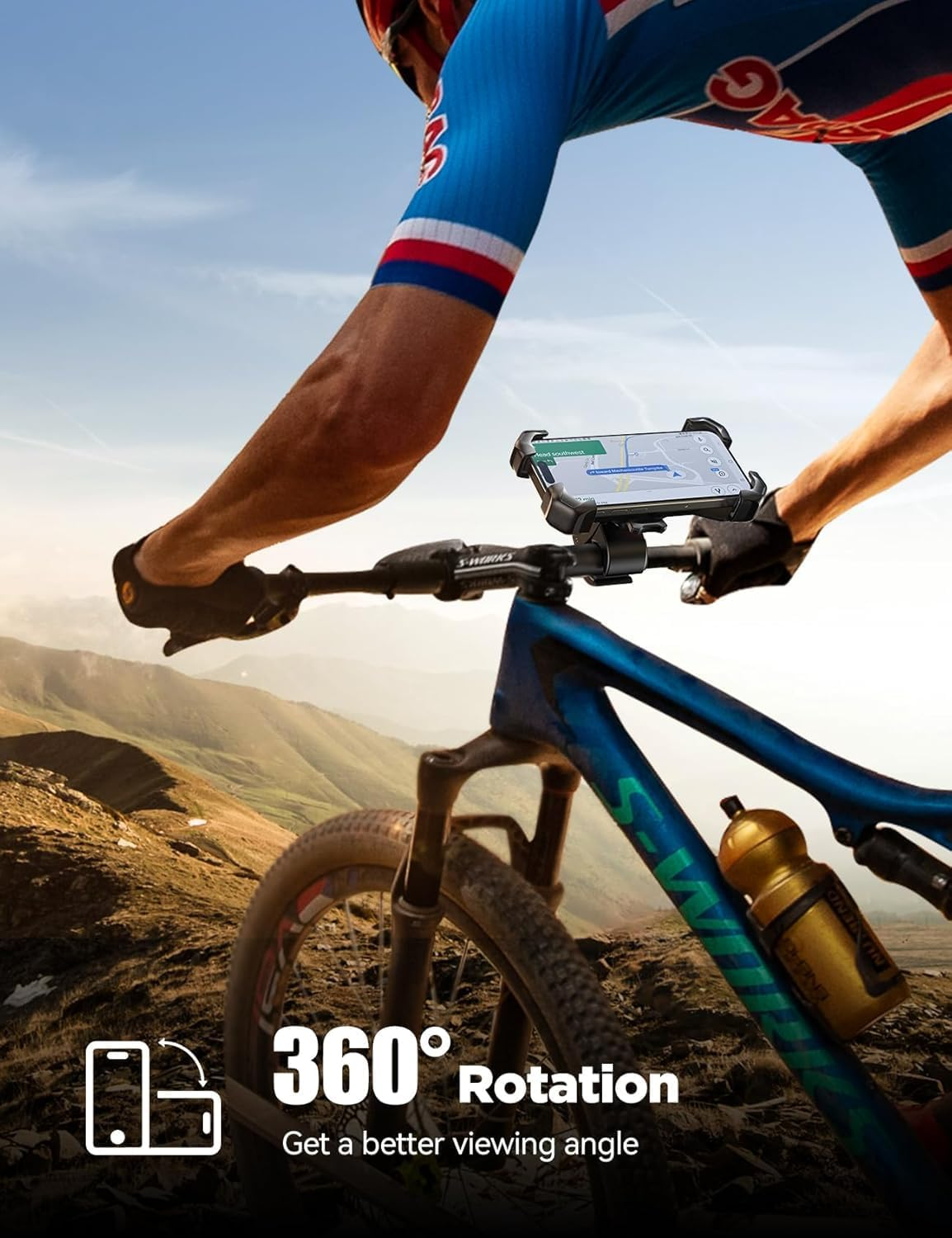 JOYROOM Motorcycle Phone Mount, [1S Auto Lock][100Mph Military Anti-Shake] Bike Phone Holder for Bicycle, [10S Quick Install] Handlebar Phone Mount, Compatible with Iphone, Samsung, All Cell Phone - Black image number 4