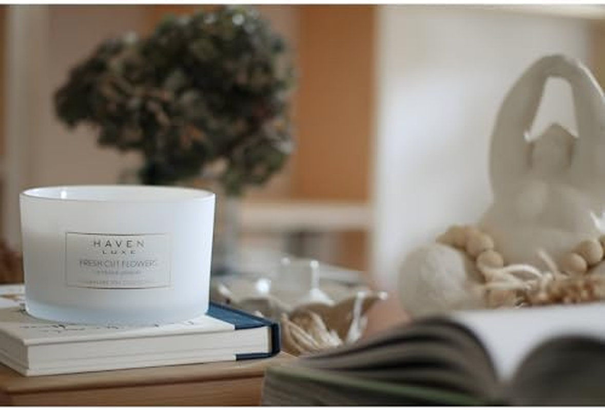 Haven Orchid & Jasmine Scented Candle in Glass Jar - Clean-Burning Soy Wax Blend with Natural Cotton Wick - Long-Lasting Aromatherapy Candle for Home Decor & Fragrance image number 5