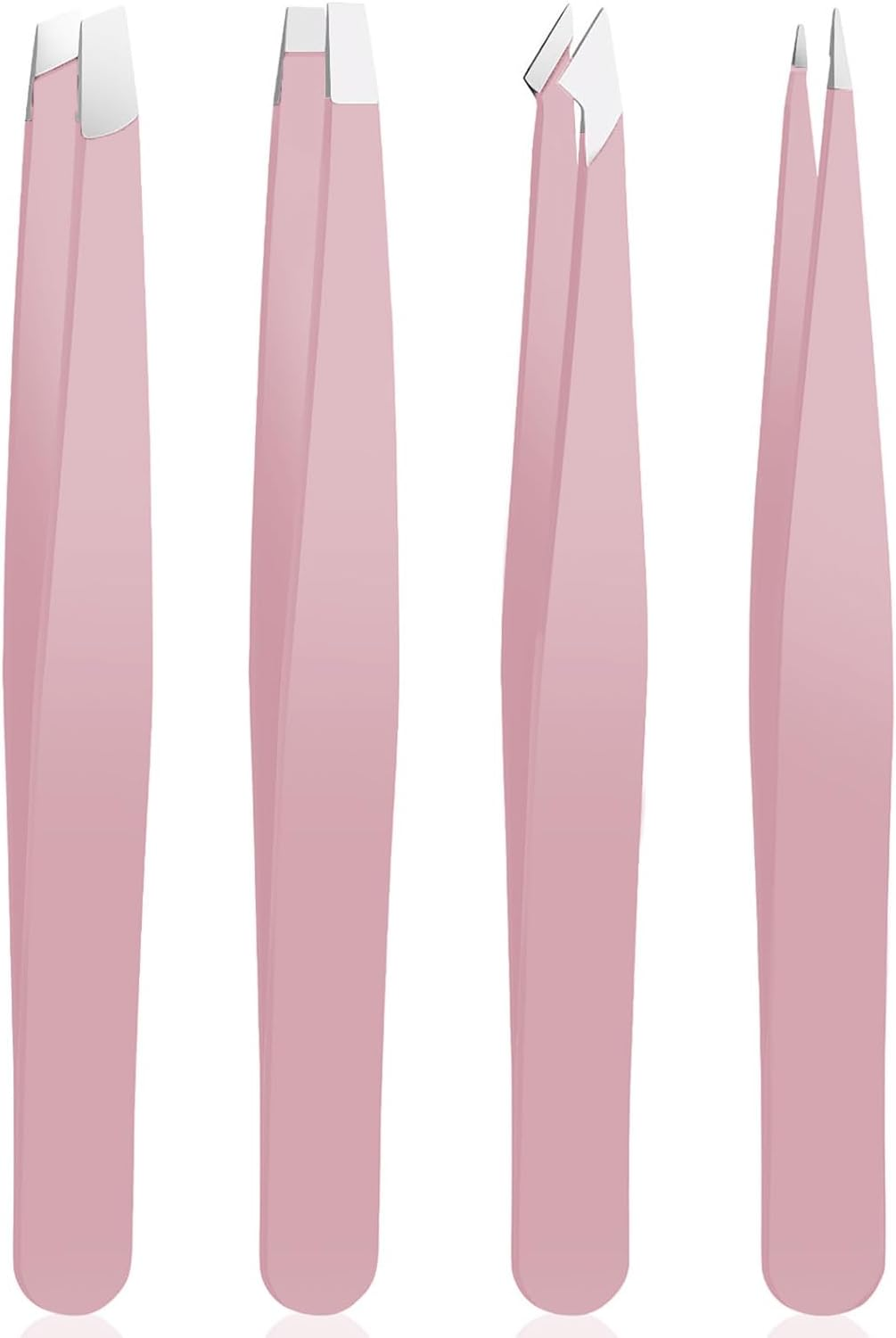 Tweezer Set for Man Women,Precision Tweezers for Facial Hair Eyebrow Chin,4Piece Stainless Steel Tweezers(Black).