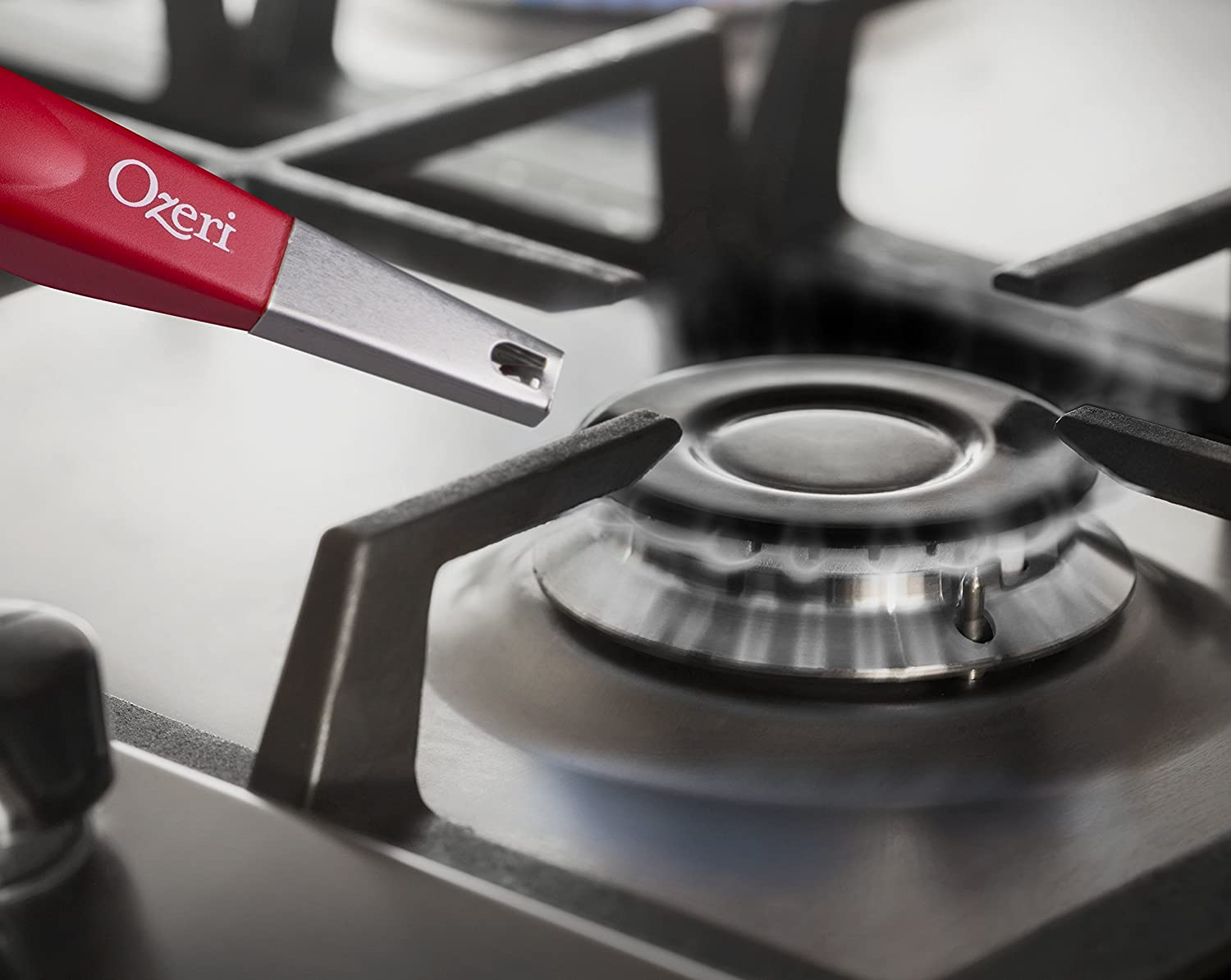 Ozeri OPL-R Piezoelectric Kitchen Stove Lighter, Flameless, Red - Black image number 2