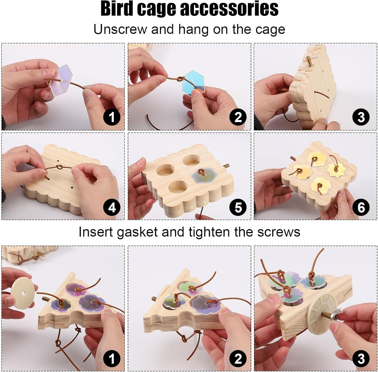 2Pcs Parrot Foraging Station Wooden Interactive Enrichment Bird Toy, Wooden Small Bird Foraging Interactive Parakeet Foragings Toys, Woodens Foragings Station for Parrots image number 2