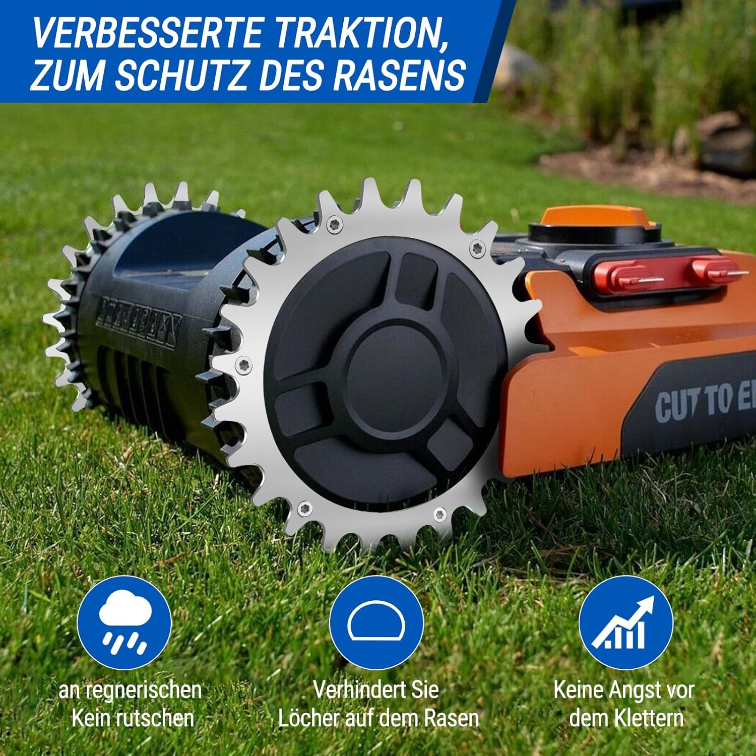 Stainless Steel Spikes for Worx Landroid Model S/M Lawnmower, Traction Improvement for Robotic Lawnmowers, Countersunk Screw Holes, Polished Deburring with 12 X Stainless Steel Screws