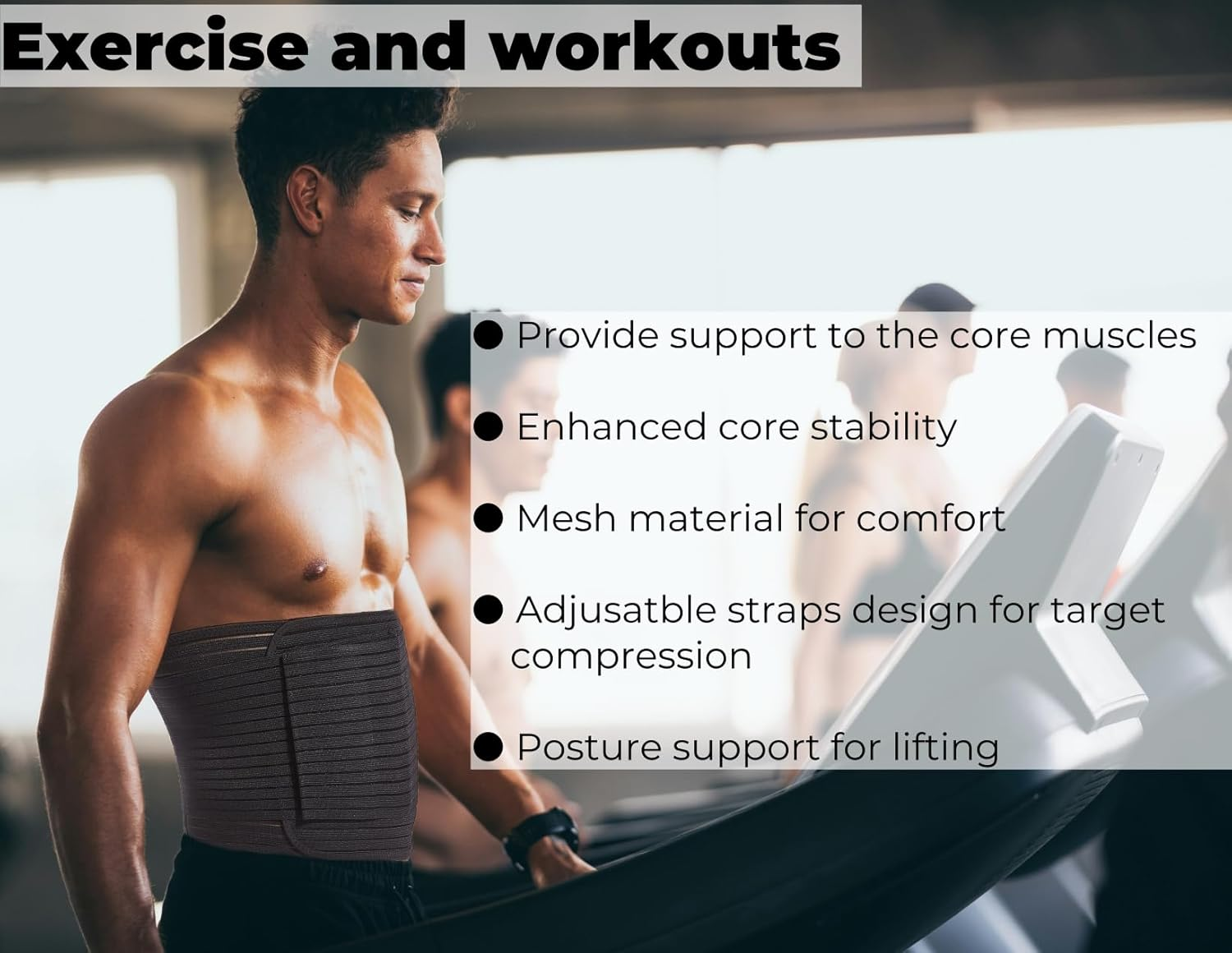 Reian Men'S Abdominal Binder for Post Surgery,Compression Wrap Abdomen Waist Support Belt for Hernia Tummy Tuck image number 6