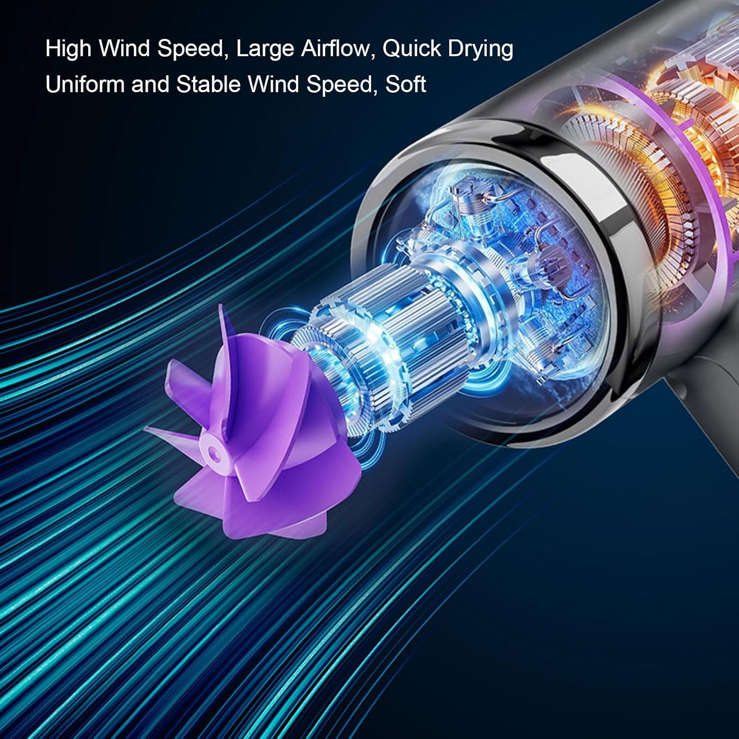 200W USB Rechargeable Hair Dryer - 100,000 RPM Cordless Blow Dryer with 15,000Mah Battery | Portable & Quiet for Travel, Dorm, Home | Fast Drying & Styling (Silver) image number 3