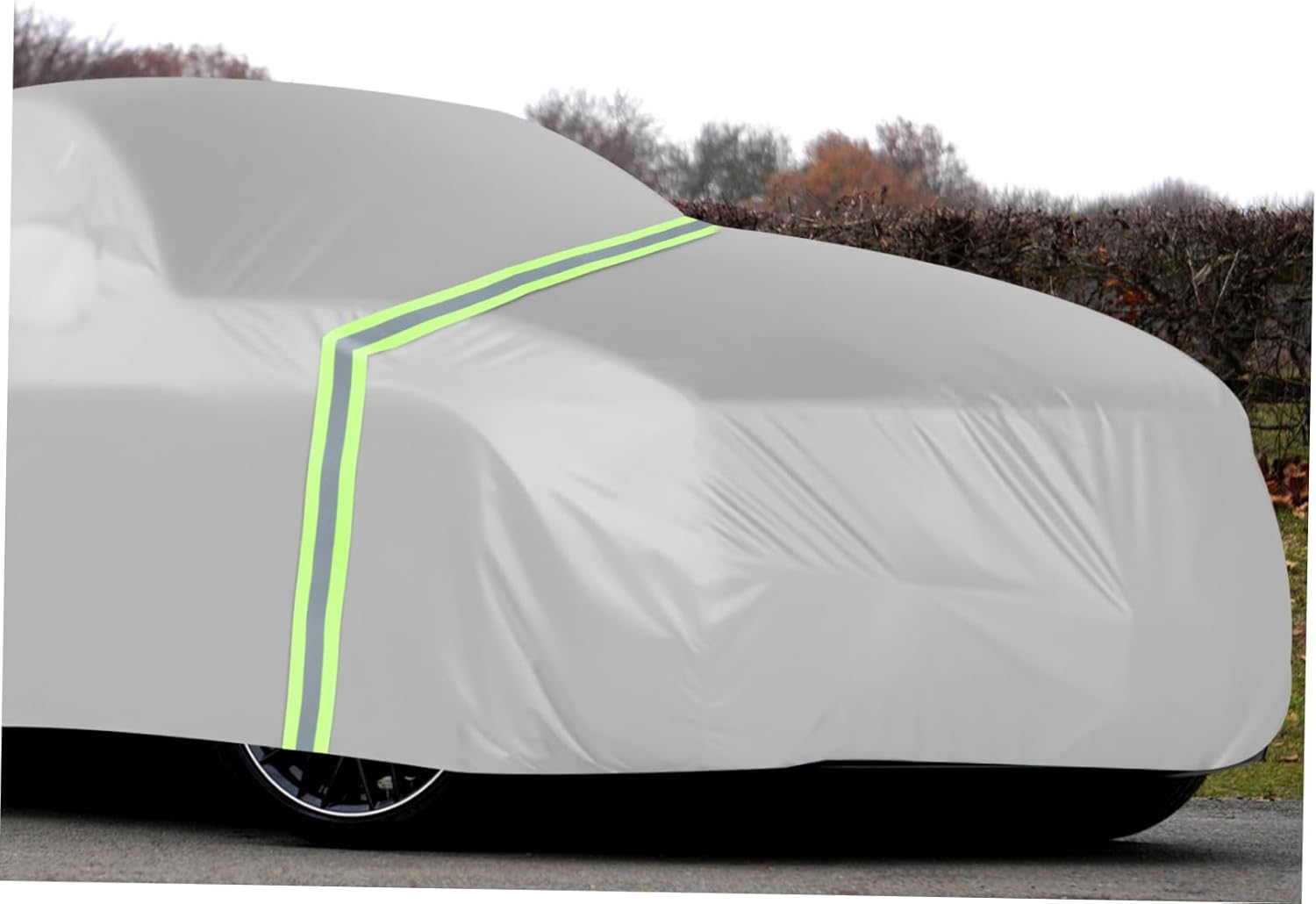 GLEAVI Reinforced Reflective Car Cover Straps Adjustable Tape for Easy Installation Protective Cover High Visibility Reflective Stripes Fluorescent