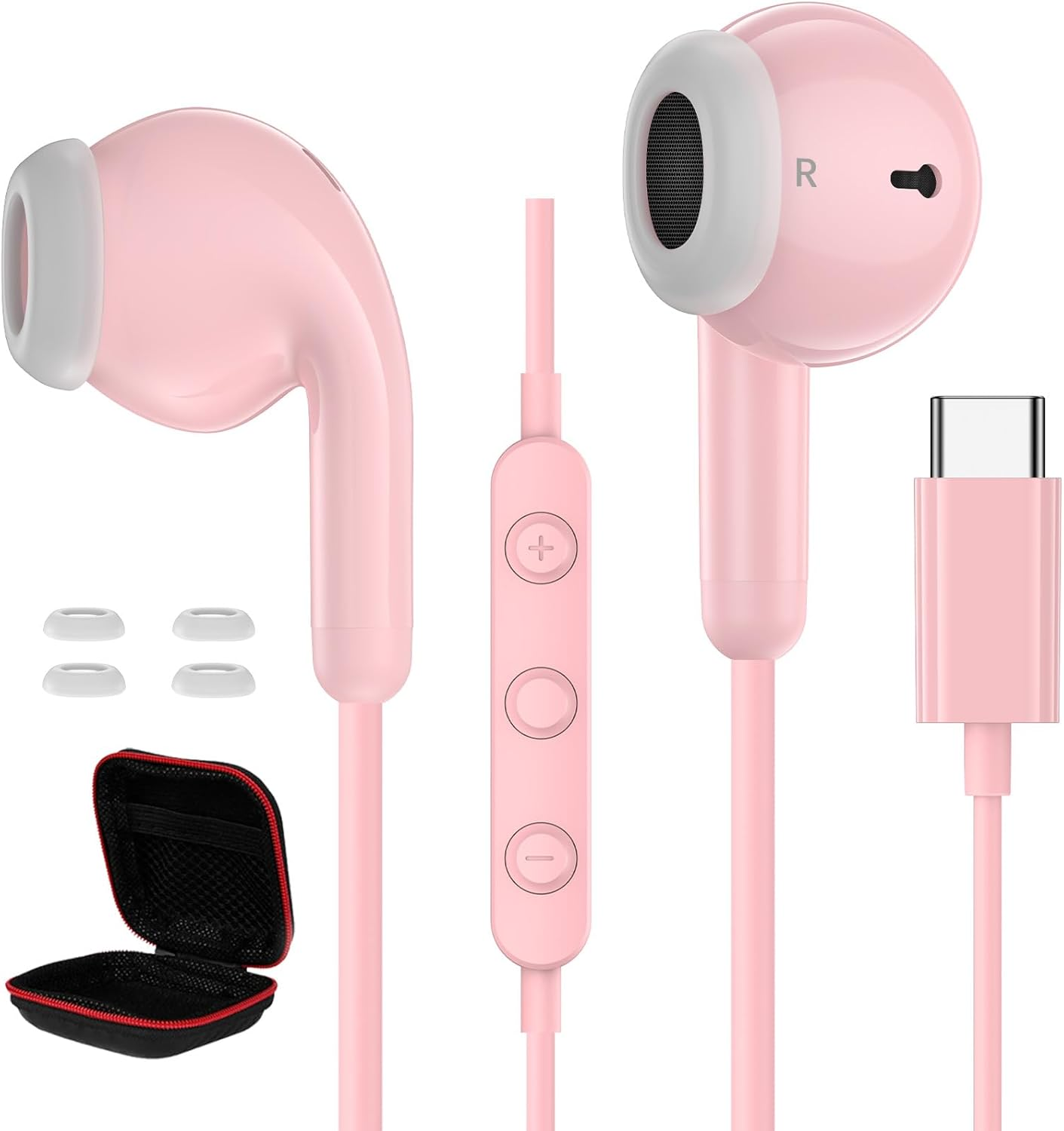 USB C Headphones for Samsung S25 Ultra S24 S23 S22 A54 Type C In-Ear Headphones with Wired Hifi Stereo Earphones with Microphone and Volume Control for Iphone 17 Pro Max 16 15 plus Ipad for Google