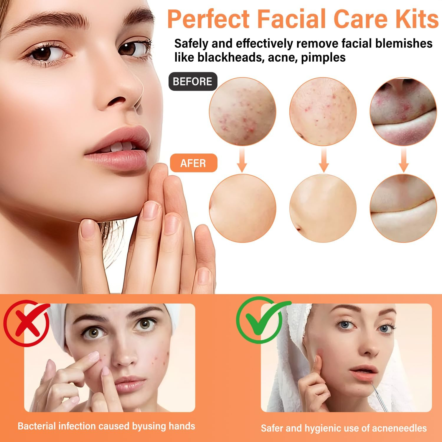 14 PCS Blackhead Remover Comedone Extractor Acne Removals Kits, Pimple Popping Kit, Professional Stainless Steel Pimple Popper Tool Kit, Blackhead Remover Tool on Face with Metal Case image number 5