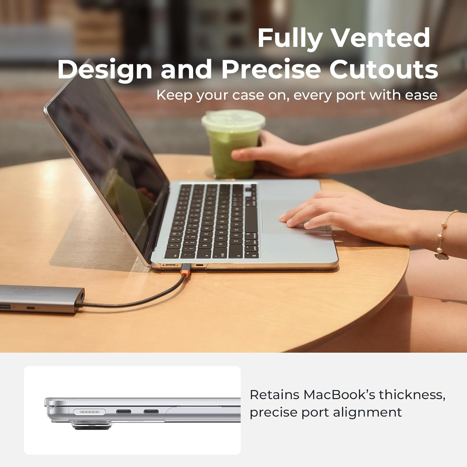 Eoocoo Compatible with Macbook Air 13 Inch Case 2025-2022 M4 A3240 M3 A3113 M2 A2681, Clear Air 13.6" Laptop Hard Shell Case + Keyboard Skin Cover + Screen Protector, Crystal Clear - Lavender Gray image number 2