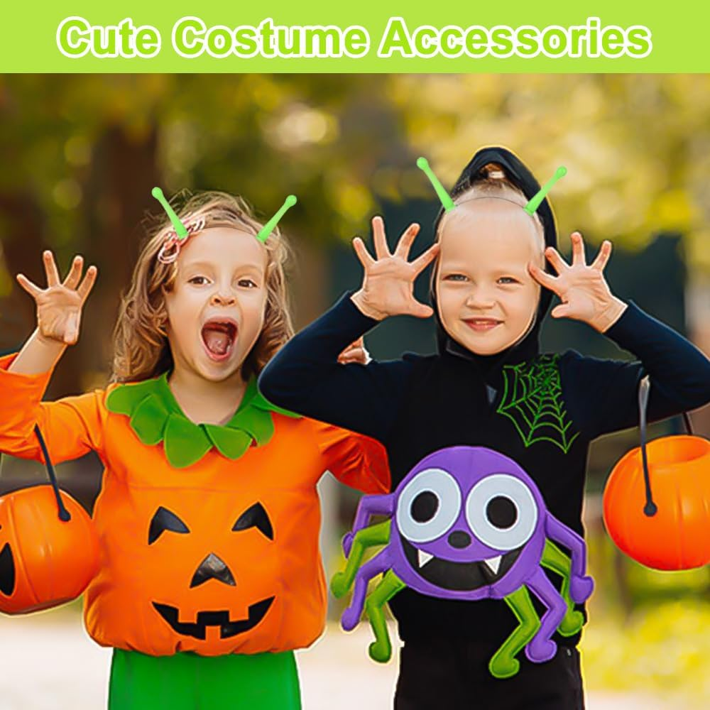 NGUP Alien Costume Accessories Green Glow in Dark Alien Antenna Costume for Adult Kids Cosplay Women Halloween Face Luminous Cute Headband for Makeup Space Themed Party Favors image number 3