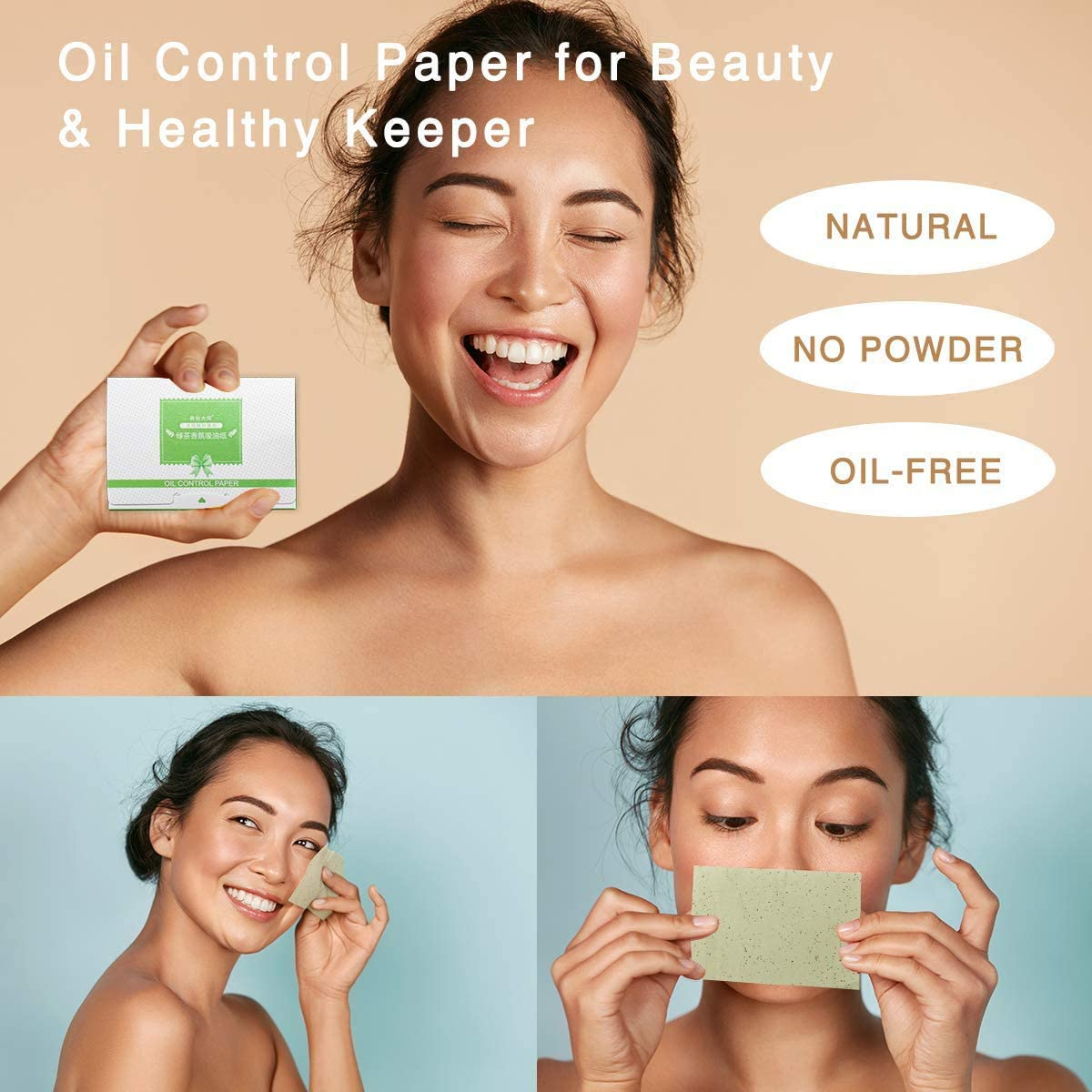 200 Sheets Oil Blotting Paper, Bamboo Charcoal and Green Tea Facial Oil Absorbing Sheets, Top Handy Portable Oil Absorbing Tissues for Skin Care or Make Up(2 Pack) image number 6