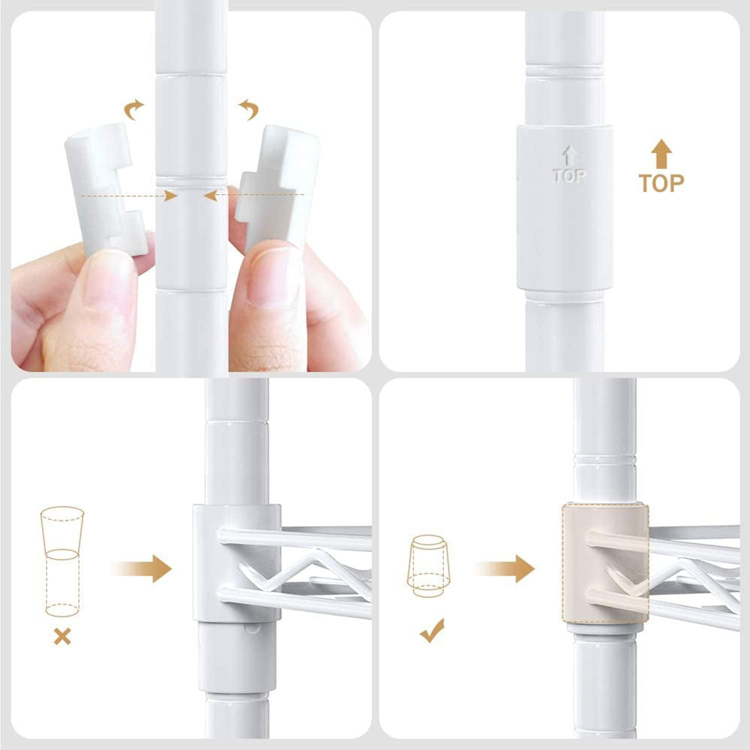 6-Tier Storage Shelves Standing Shelving Metal Units, Adjustable Height Wire Shelf Display Rack for Pantry Laundry Bathroom Kitchen (White) image number 6