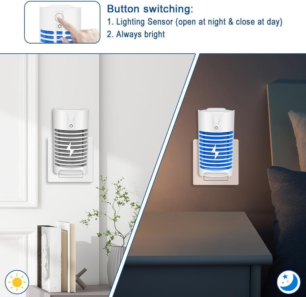 Necomi Mosquito Killer, Electronic Bug Zapper Plug in with UV LED Light, Powerful Electric Mosquito Fly Zapper, Insect Trap Lamp for Indoor (2 Pack) image number 5