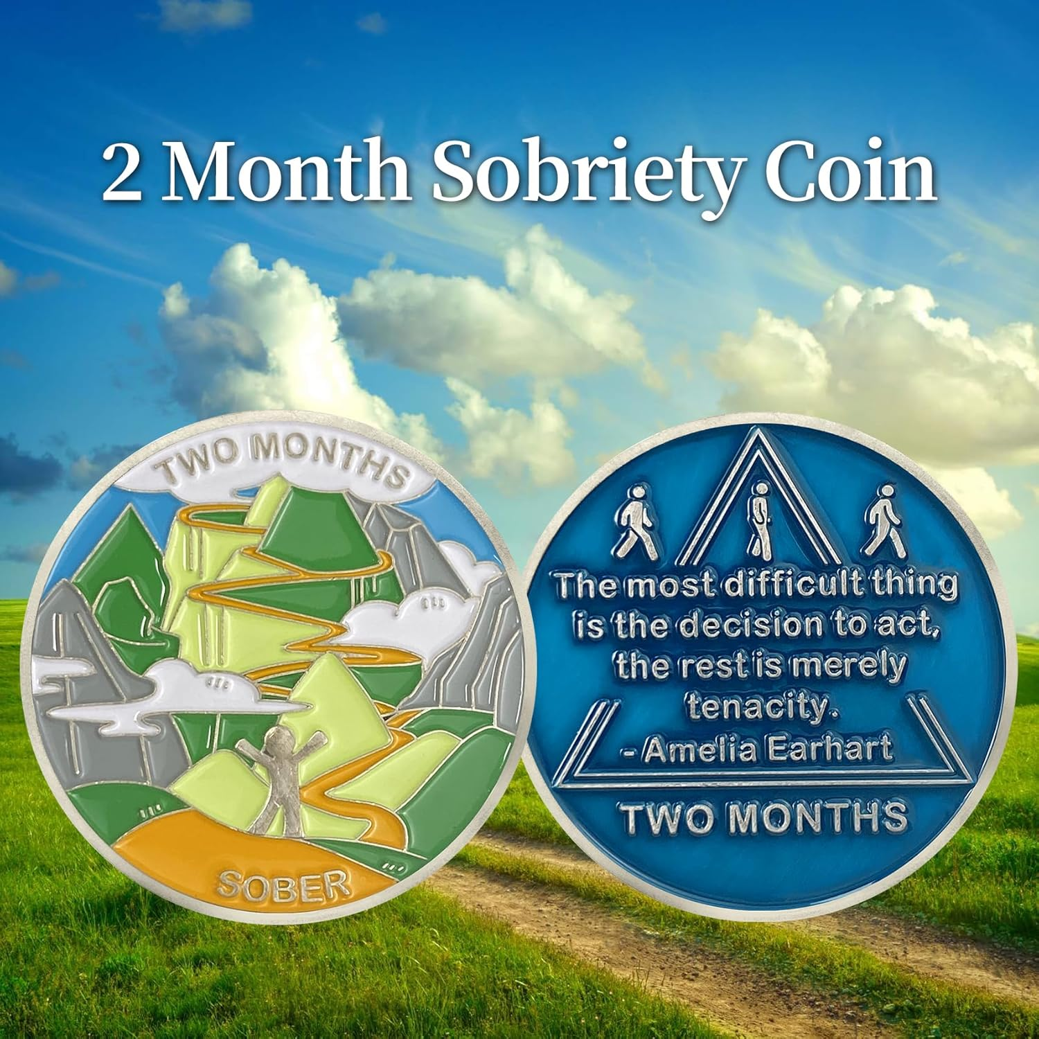 2 Month Sobriety Coin, AA Chips and Medallions Sobriety Coin Recovery Chips Alcoholics Anonymous Addiction Recovery Men Women image number 3